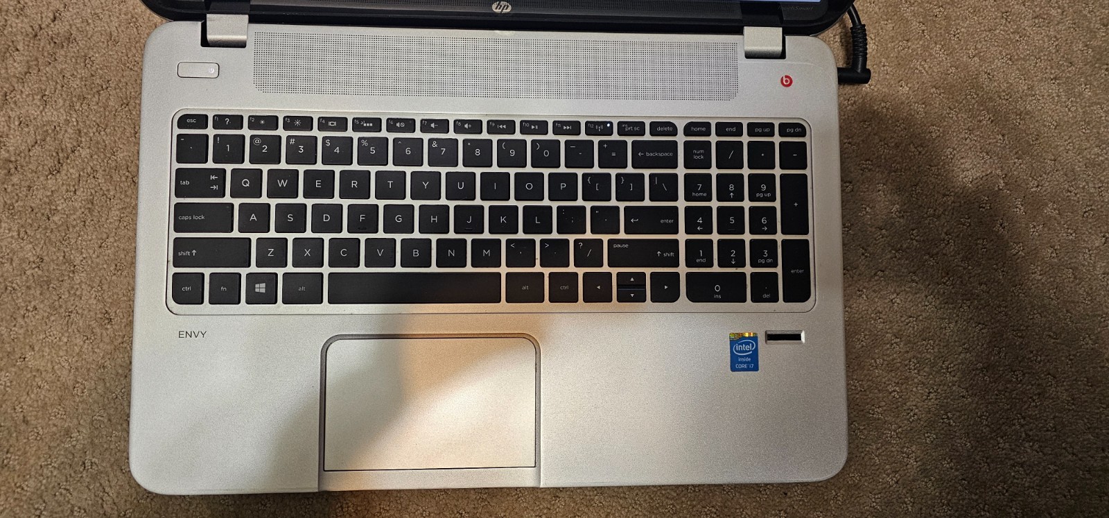HP Envy156 15” screen, Intel Core i7-4700MQ CPU at 2.4 GHz, 12 GB RAM, 1 TB HD