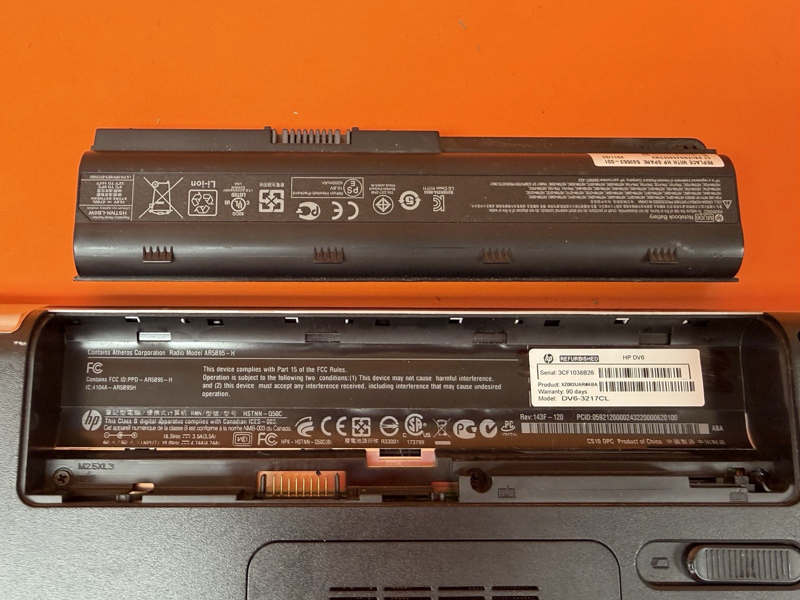 HP dv6-3217cl AMD A6-RADEON/4GB No hard drive No OS