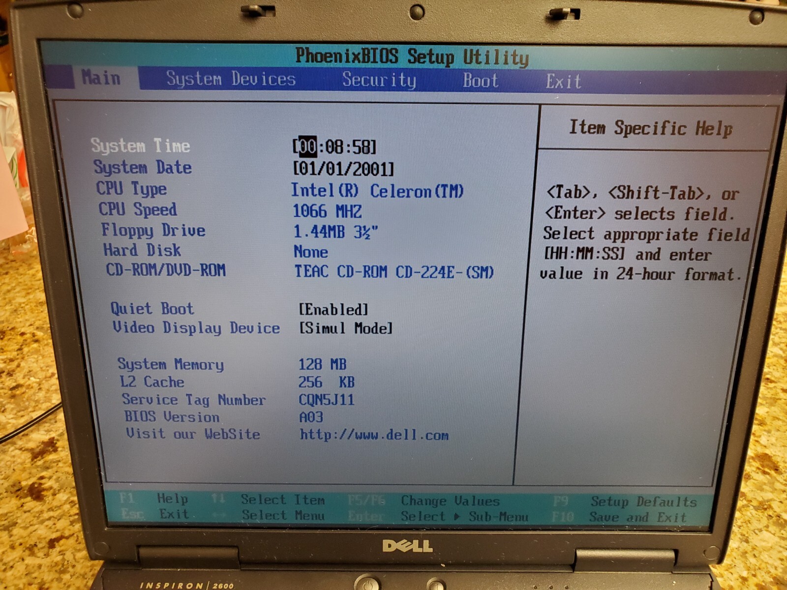 Retro Dell Inspiron 2600 PP04L Laptop | 128MB RAM | Boots to Bios!
