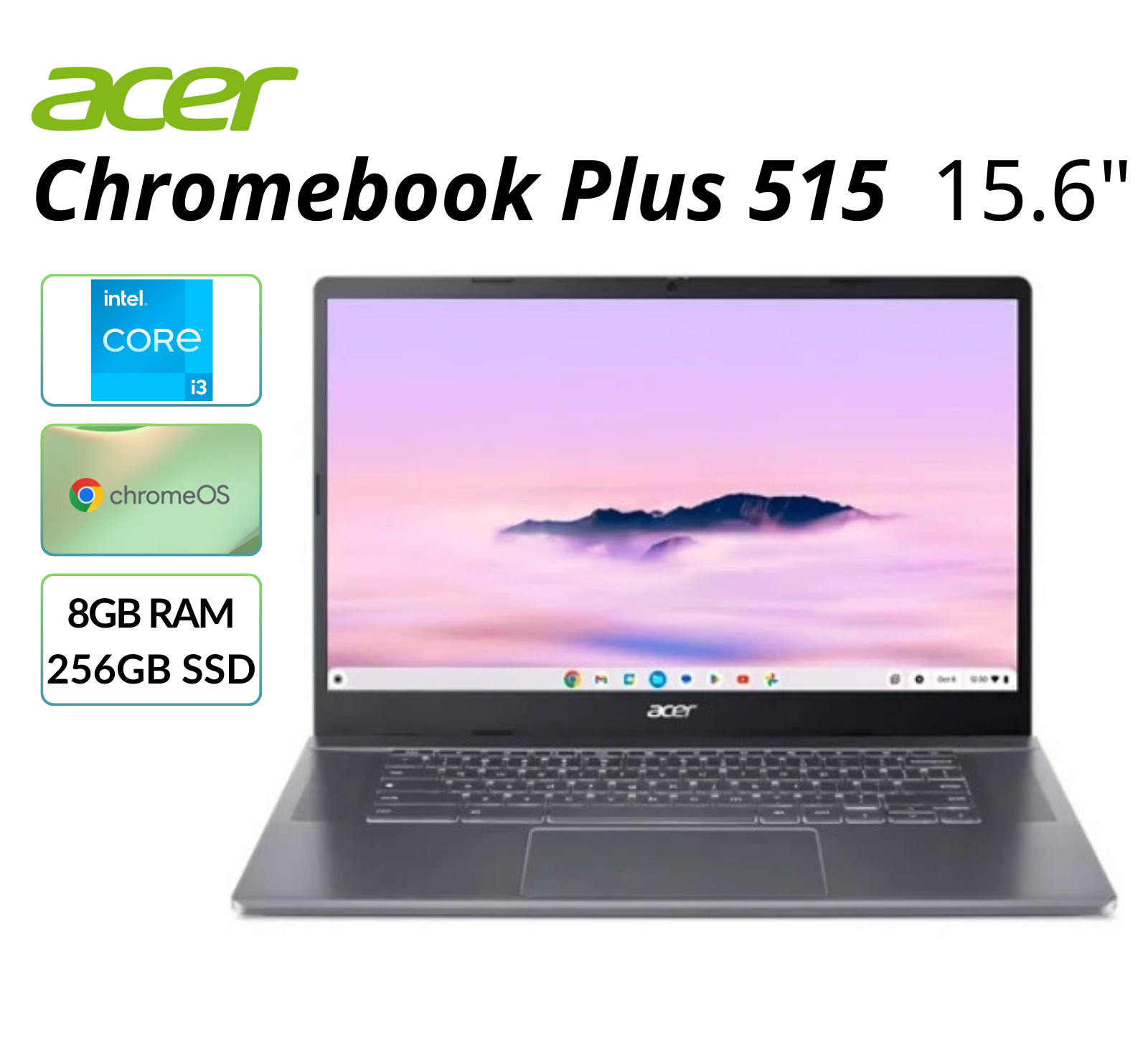 Acer Chromebook Plus 515 i3-1305U 8GB RAM 256GB SSD Certified Refurbished