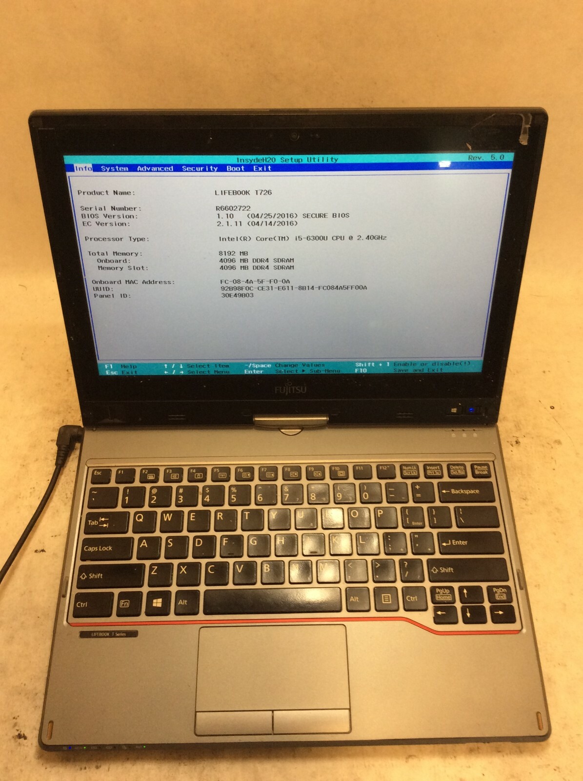 Fujitsu LifeBook T726 Laptop 13″ Intel Core i5 6th Gen READ DESCRIPTION -PP