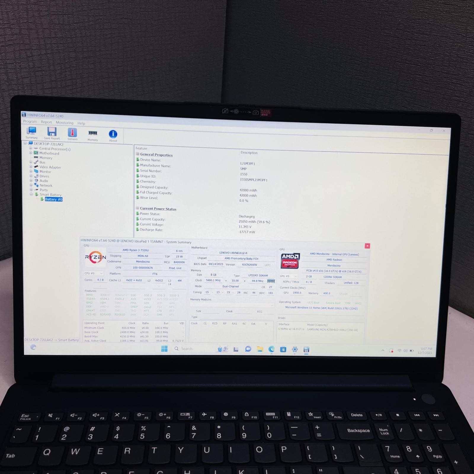 LENOVO IdeaPad 1 15AMN7, 15.6″ FHD, Ryzen 3 7320U, 8GB, 256GB SSD, Abyss Blue
