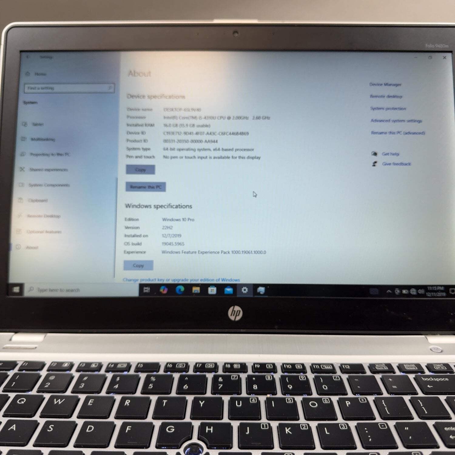 HP EliteBook RQ6IIU0 14″ i5-4310U 2.2GHz 16GB RAM 500GB HDD