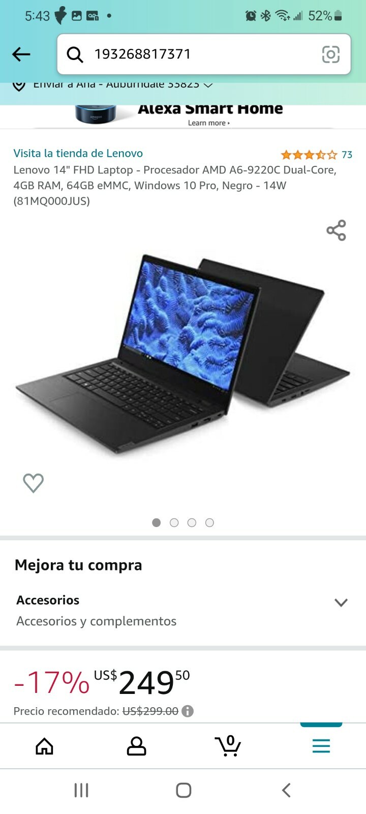 Lenovo 14w 14″ FHD AMD A6-9220C 1.8GHz – 4GB RAM – 64 GB eMMC – Windows 10 Pro