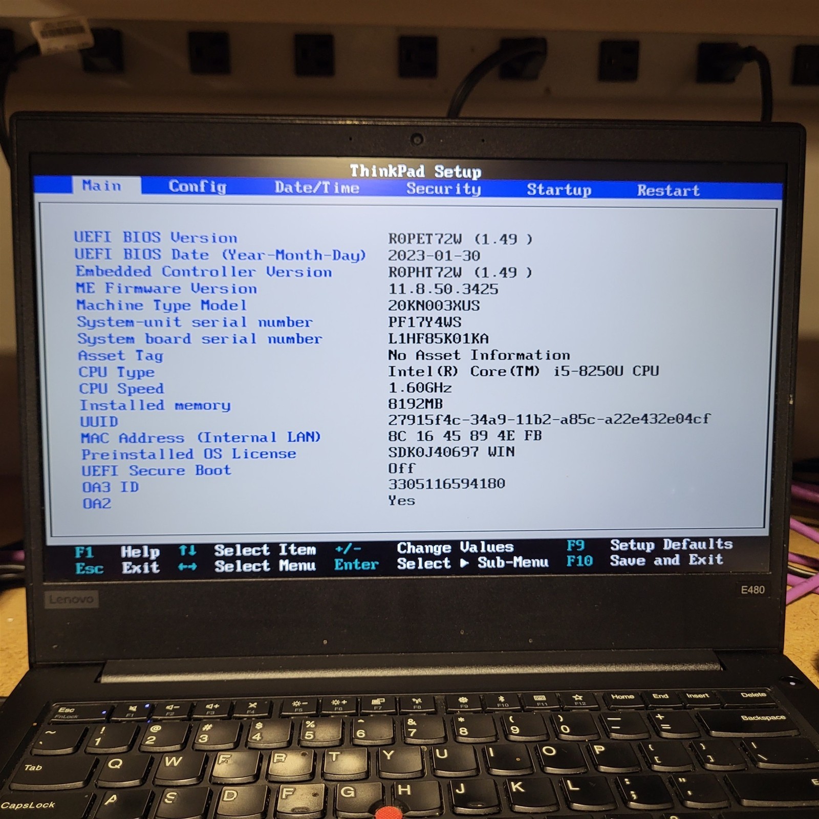 Light Spots Lenovo ThinkPad E480 Laptop Intel i5-8250U 1.6GHz 8GB 512GB SSD w/OS