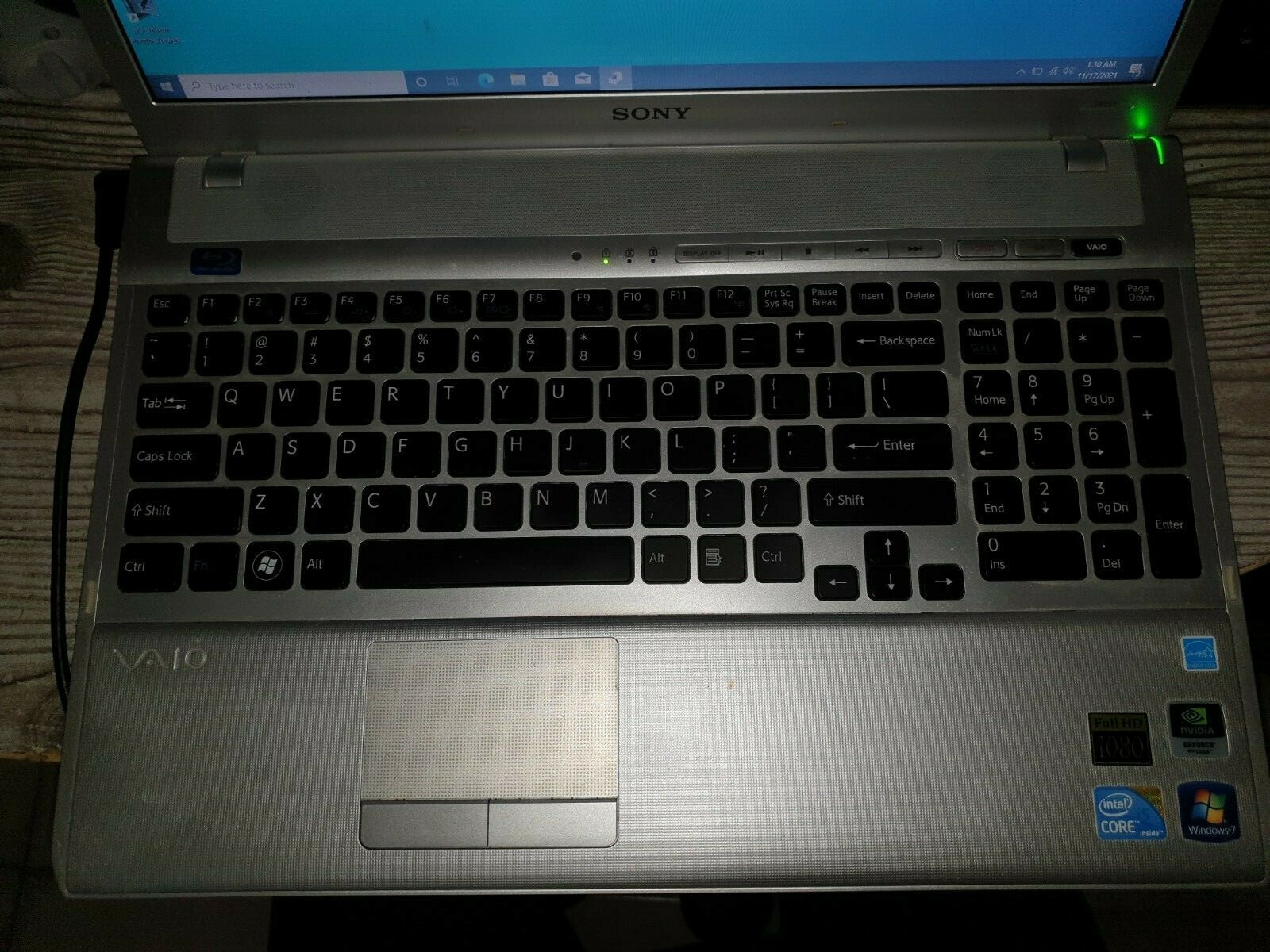 RARE Silver Sony VAIO INTEL CORE I7-840QM 1.87 GHz 16.4IN 500GB SSD 8GB Ram 1080