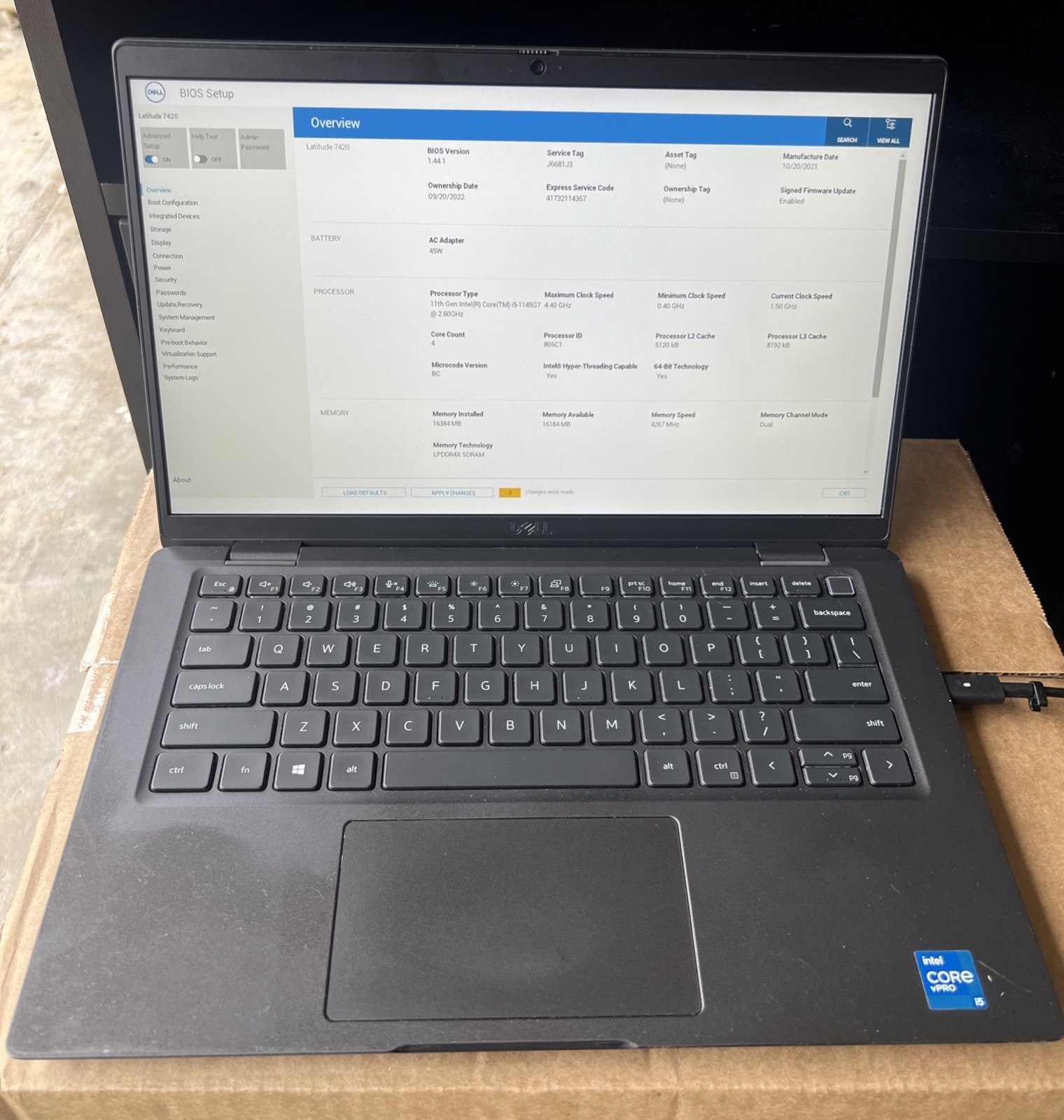 Dell Latitude 7420 14.1″ Core i5 11th Gen Incomplete No SSD, No Batt. Fair.