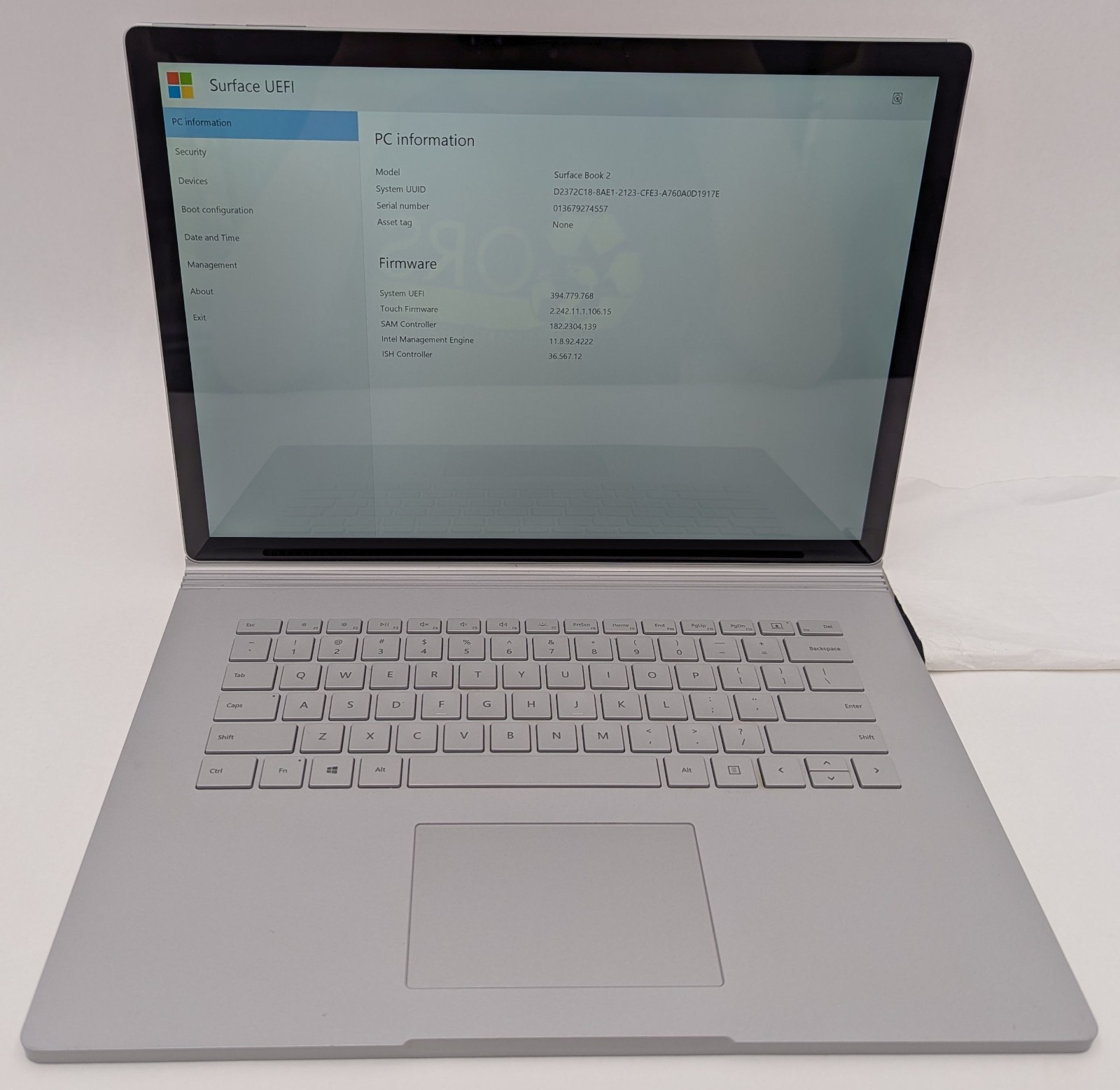 Incomplete Microsoft Surface Book 2 15″ i7-8650U 1.90GHz 16GB 256GB NVMe NVIDIA