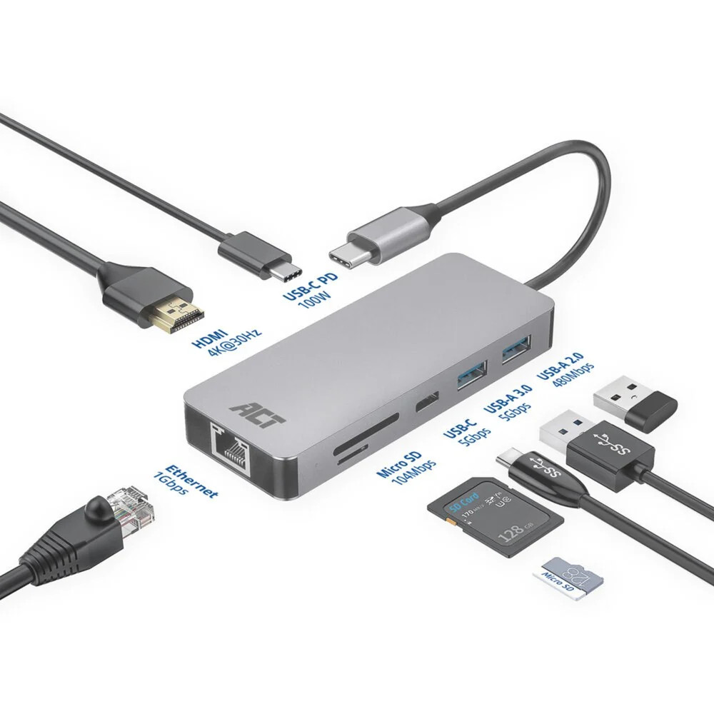 ACT Connectivity USB-C 4K Docking Station for 1 HDMI Monitor, Et