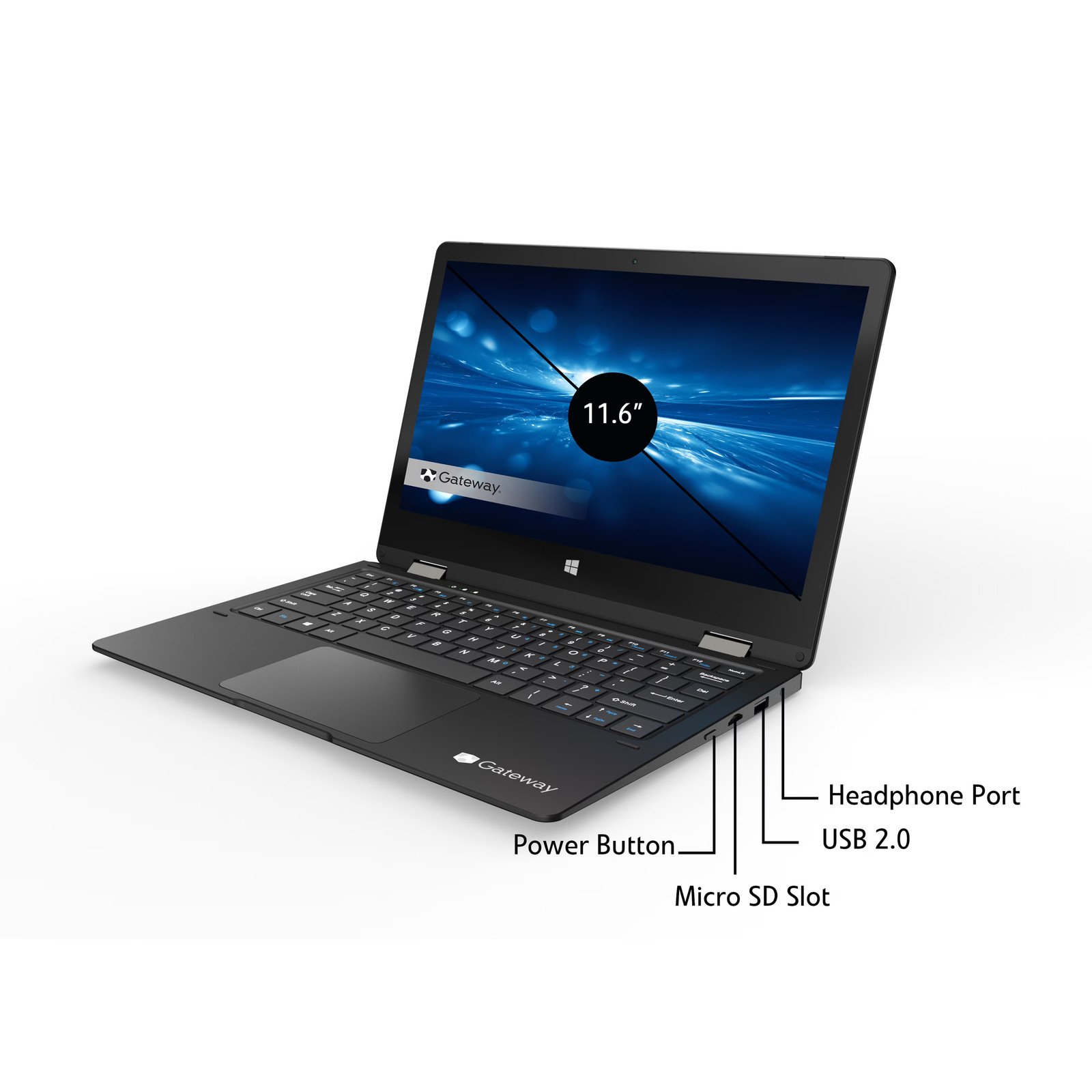 Gateway GWTC116-2BK 11.6 2-in-1 HD TS LT Celeron N4020 1.1GHz 4GB 64GB W11H