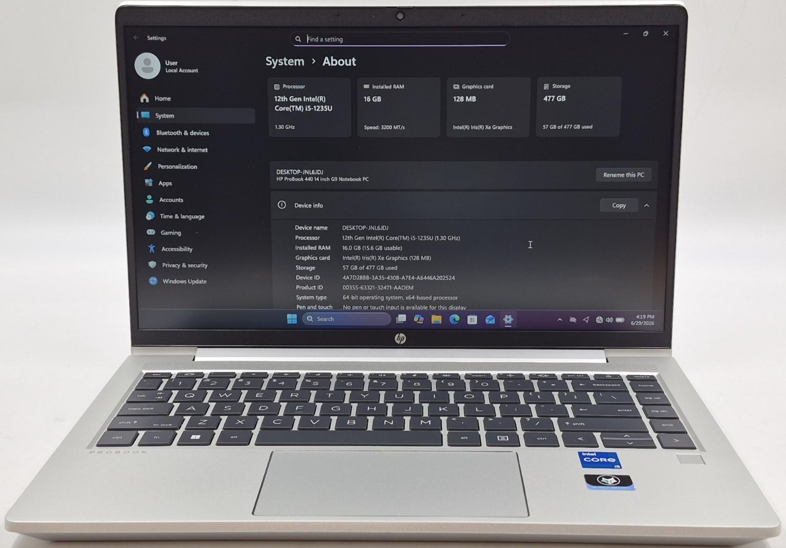 HP ProBook 440 G9 Laptop i5-1235U 1.30GHz 16GB RAM 512GB NVMe SSD Win 11 Pro