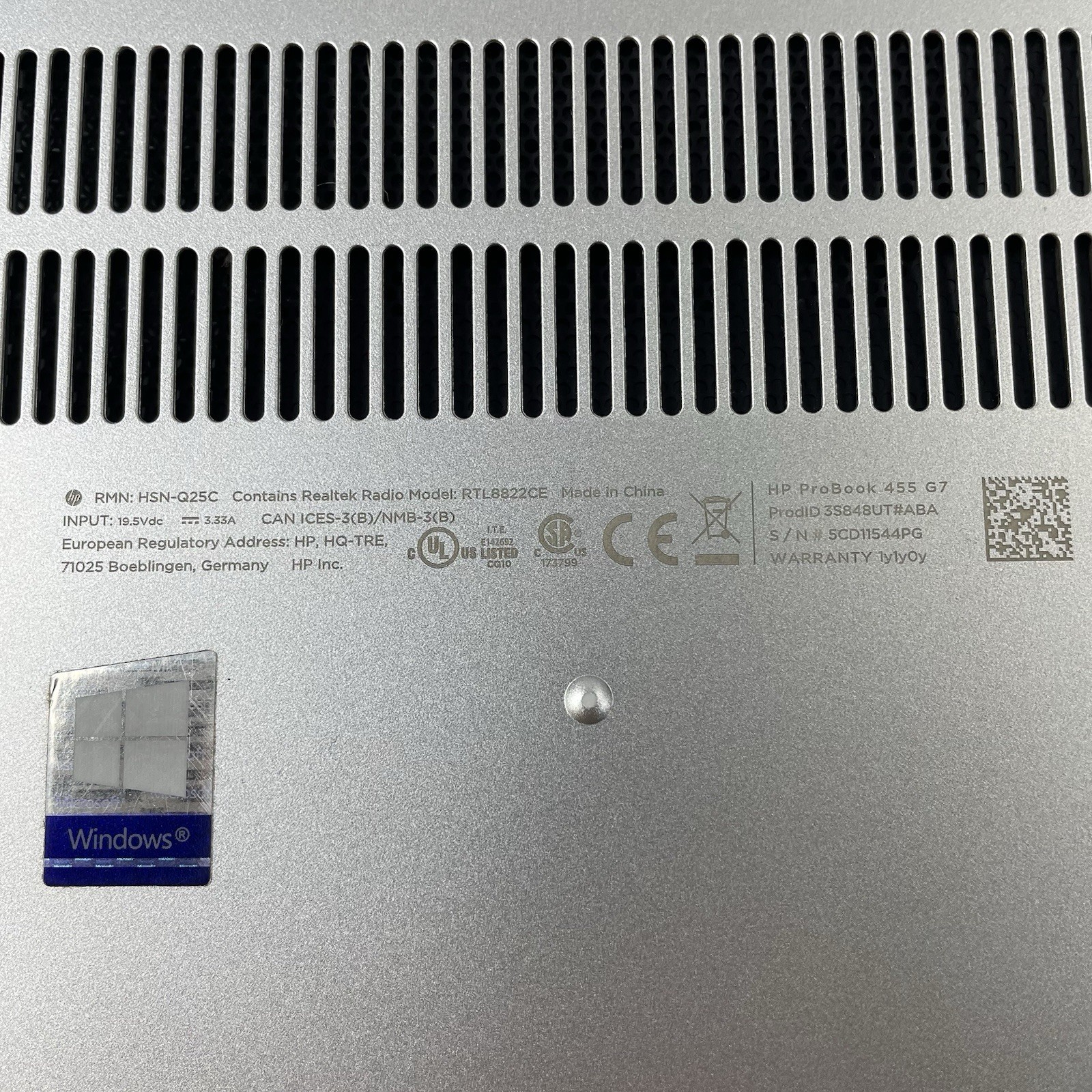 HP ProBook 455 G7 15.6″ Ryzen 5 4500U 2.375 GHz 8 GB RAM No SSD/OS/AC