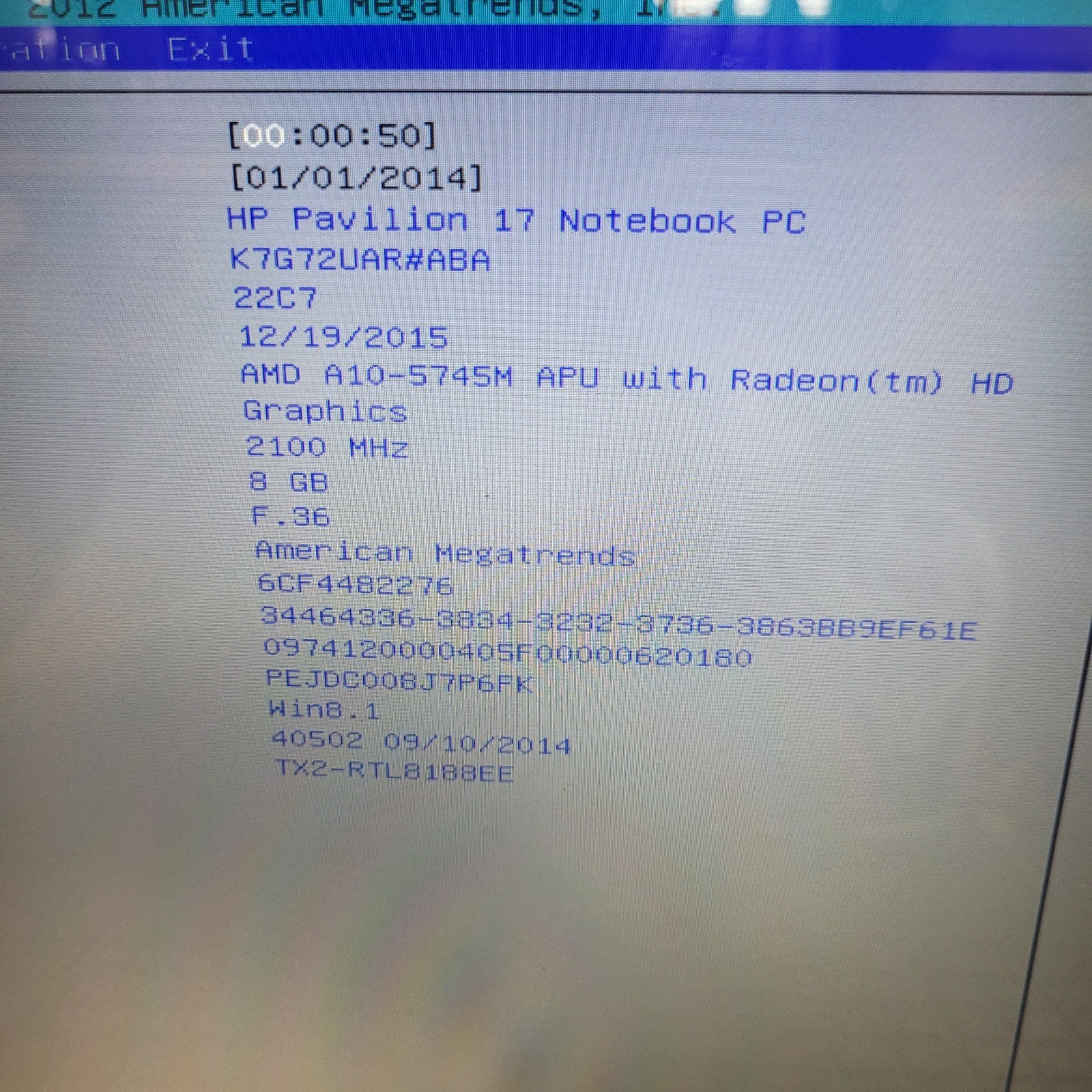 HP Pavilion 17-f233nr AMD A10- 5745m @2.10 GHz/ 8 GB RAM / 1 TB HDD Windows 11