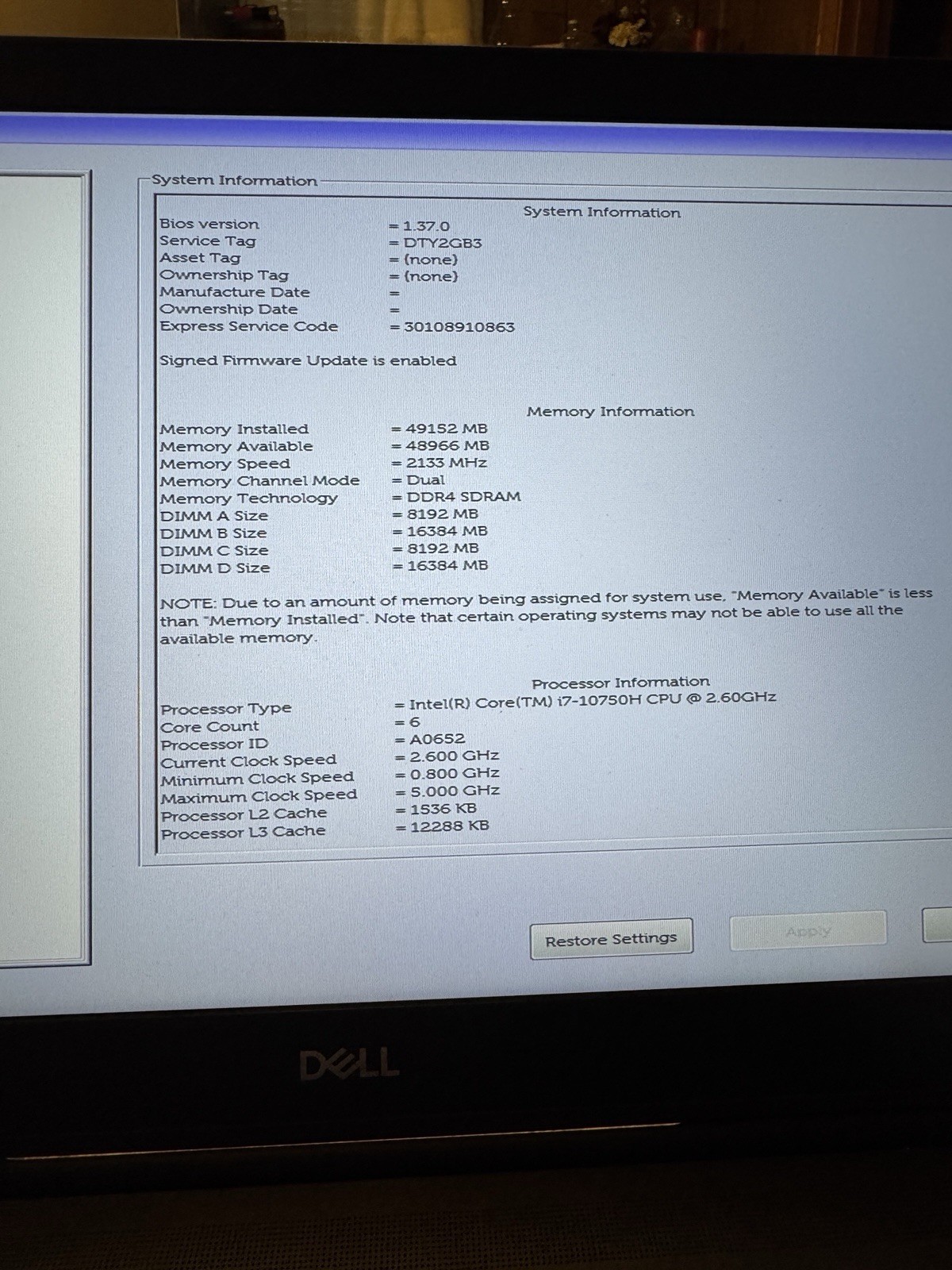 Dell Precision 7550 | 256GB SSD, Intel Core i7-10850H, 48GB RAM | Win11P