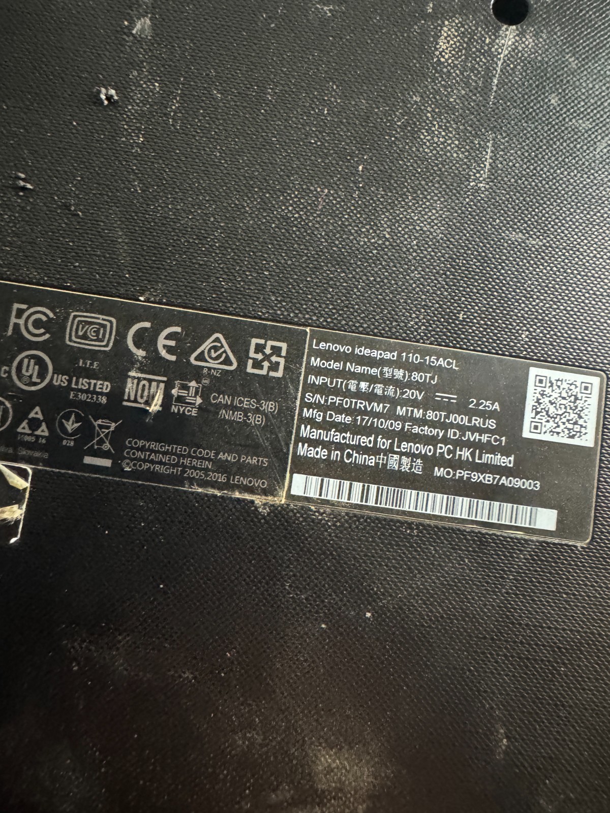 Lenovo IdeaPad 110-15ACL Laptop w/Win 10 *READ #5470