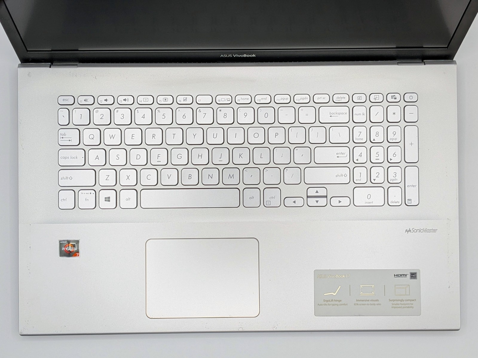 Asus Vivobook 17 17″ HD+ RYZEN 7 3700U 512GB SSD 20GB W11Webcam Backlit *READ*