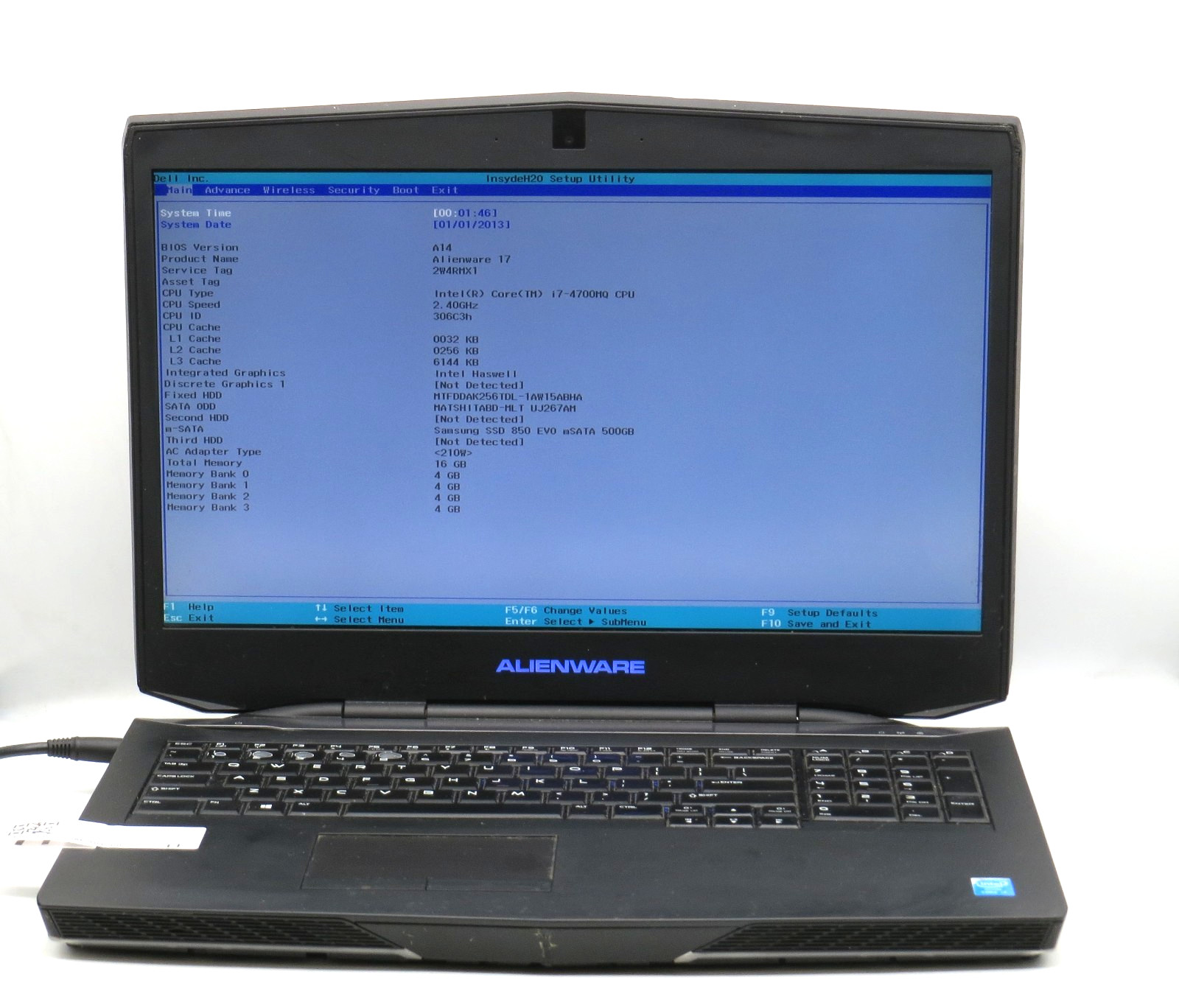 Alienware 17 R3 i7-4700MQ @ 2.4GHz 16GB RAM 256GB SSD No OS