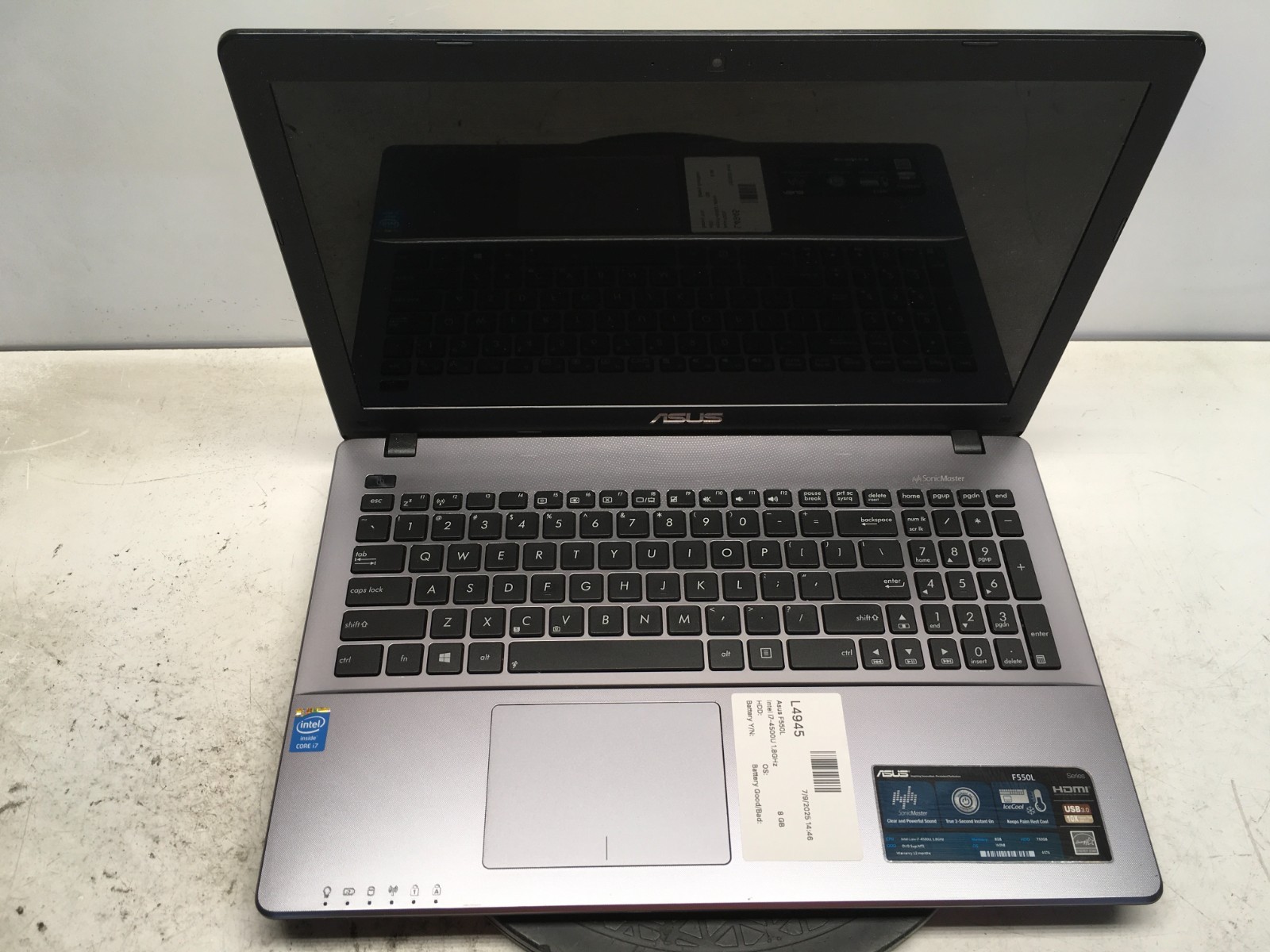 Asus F550L Intel i7-4500U 1.8GHz 8 GB NO HDD/Battery