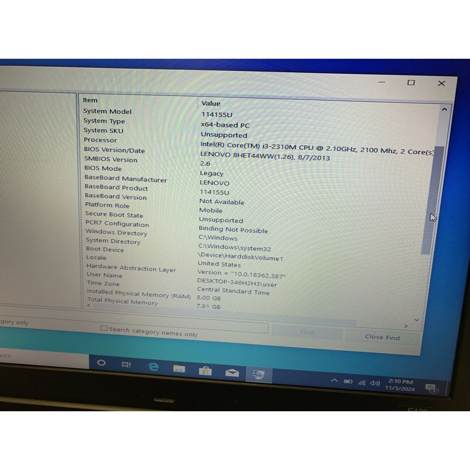 Lenovo ThinkPad E420 | Core i3-2310M 2.10ghz 8GB Ram 120GB SSD Wind 10