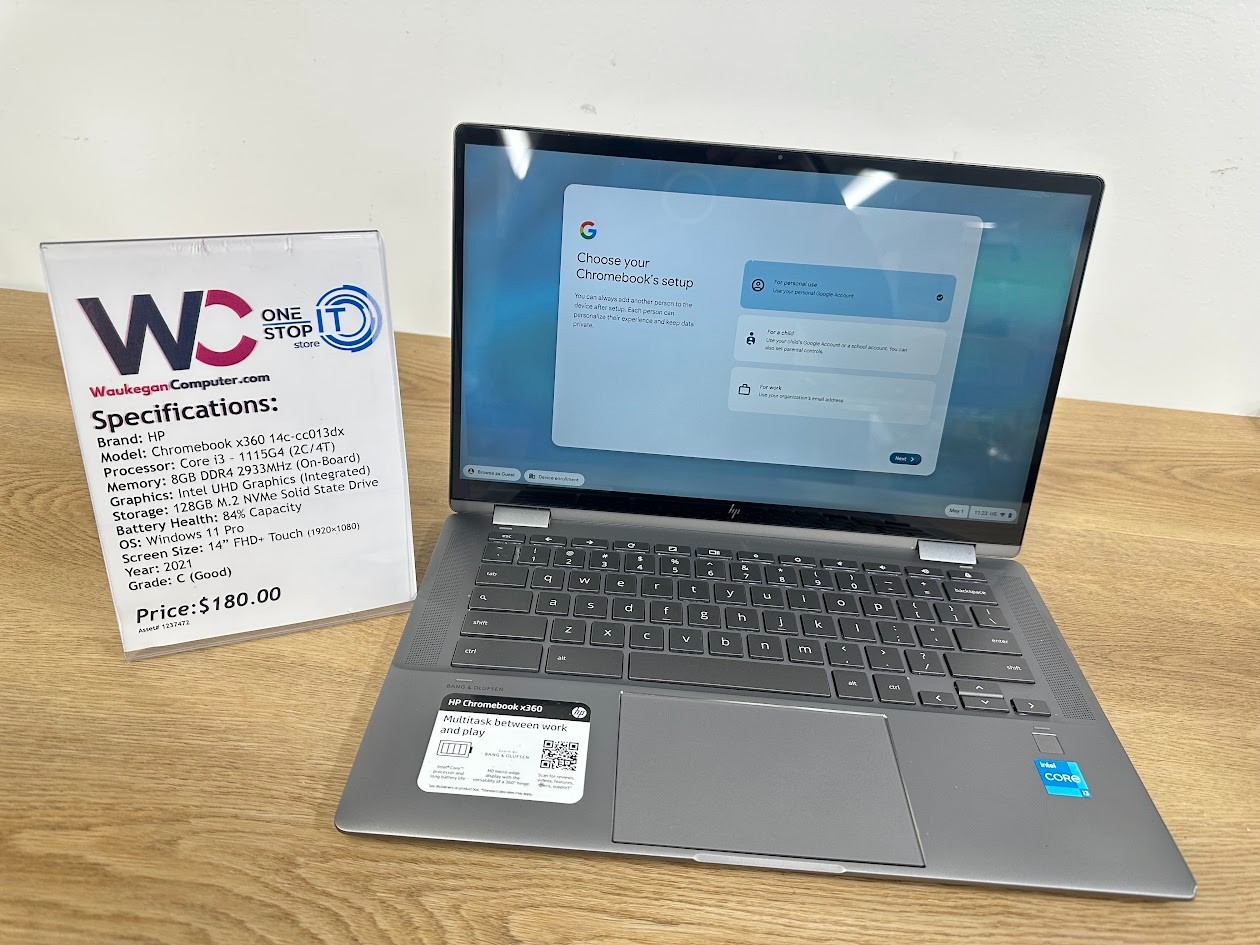 HP Chromebook x360, Core i3 1115G4, 8GB DDR4, UHD Graphics, 128GB SSD 2021, 14′