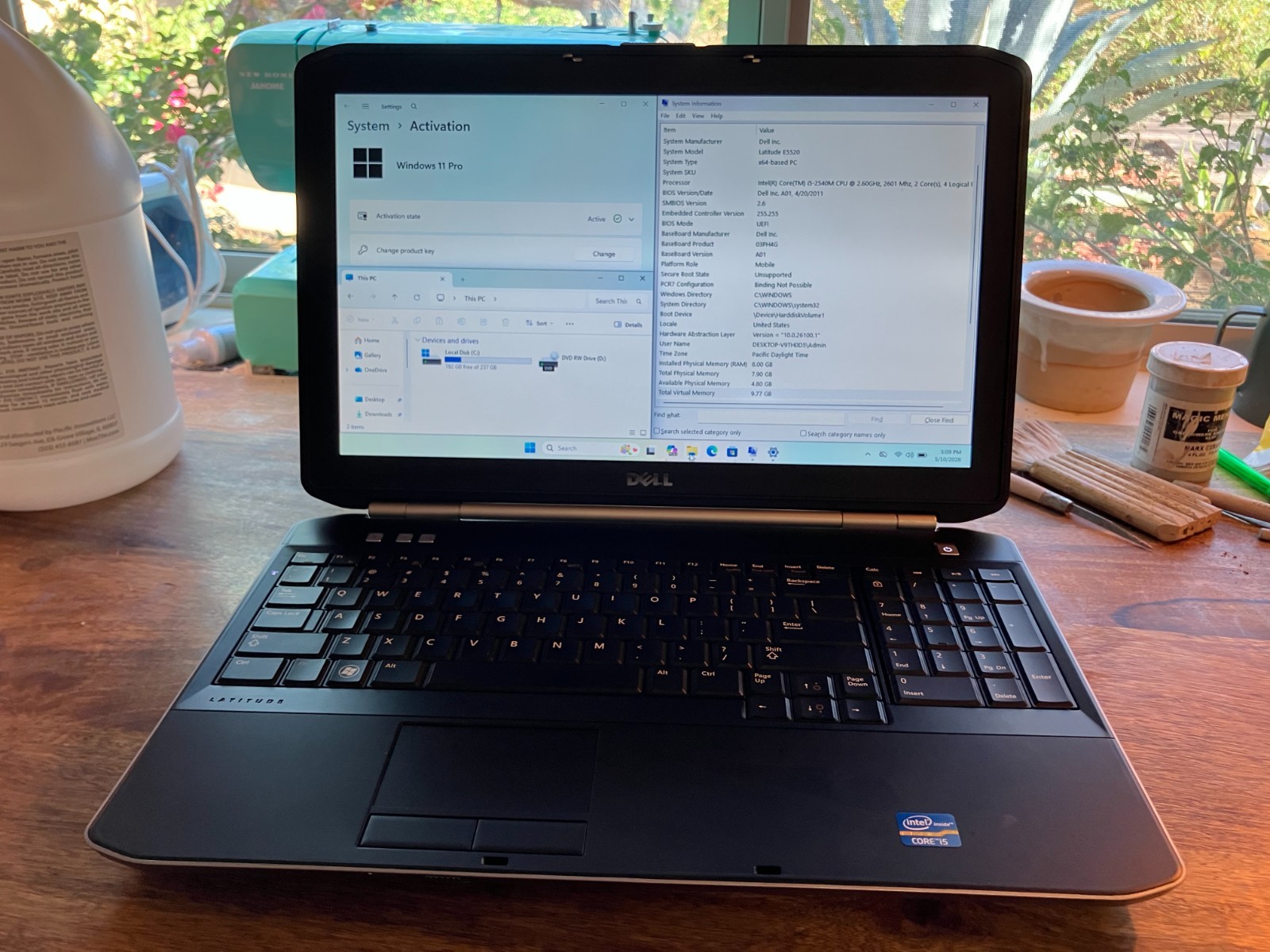 Dell Latitude E5520 14″ Laptop Intel i5 2.6GHz 8GB RAM 240GB SSD Win 11 Pro Wifi