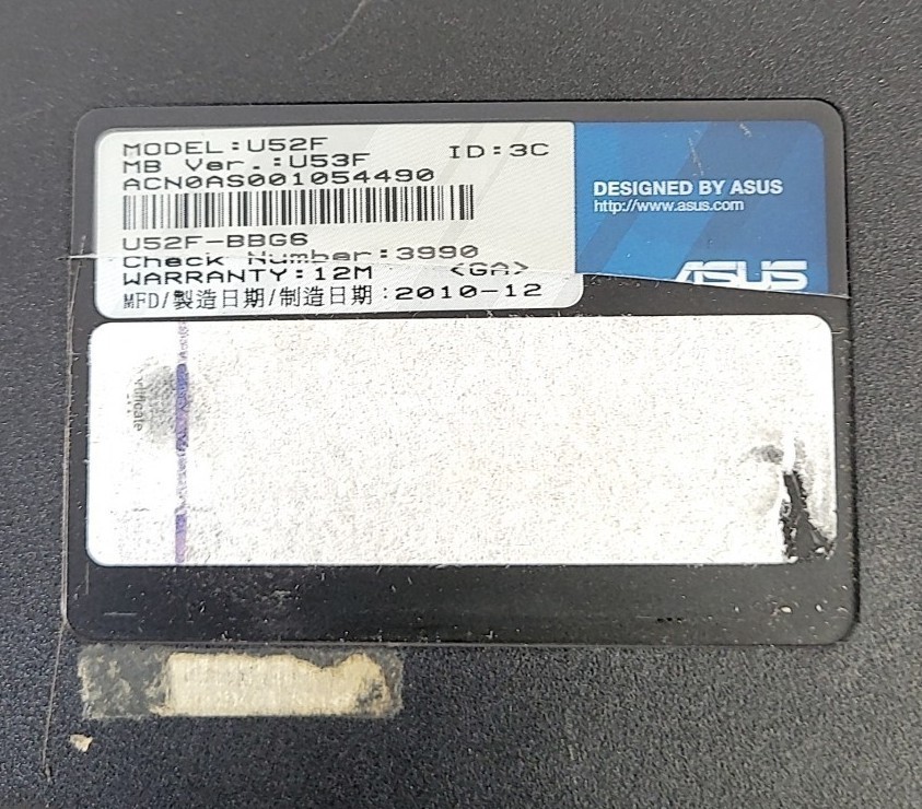 ASUS U52F Laptop Core I3 M 380 4GB 640GB SEE NOTES