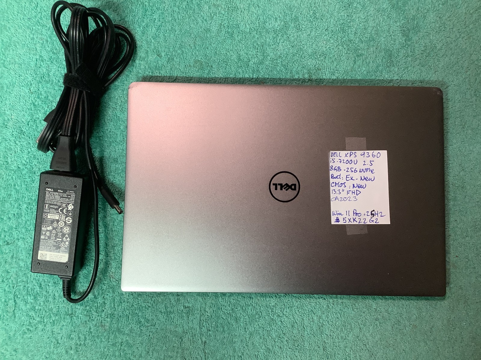Dell XPS 9360, i5 7200u, 8 GB – 256 GB M2 NVMe SSD Windows 11 Pro # 5XK22G2