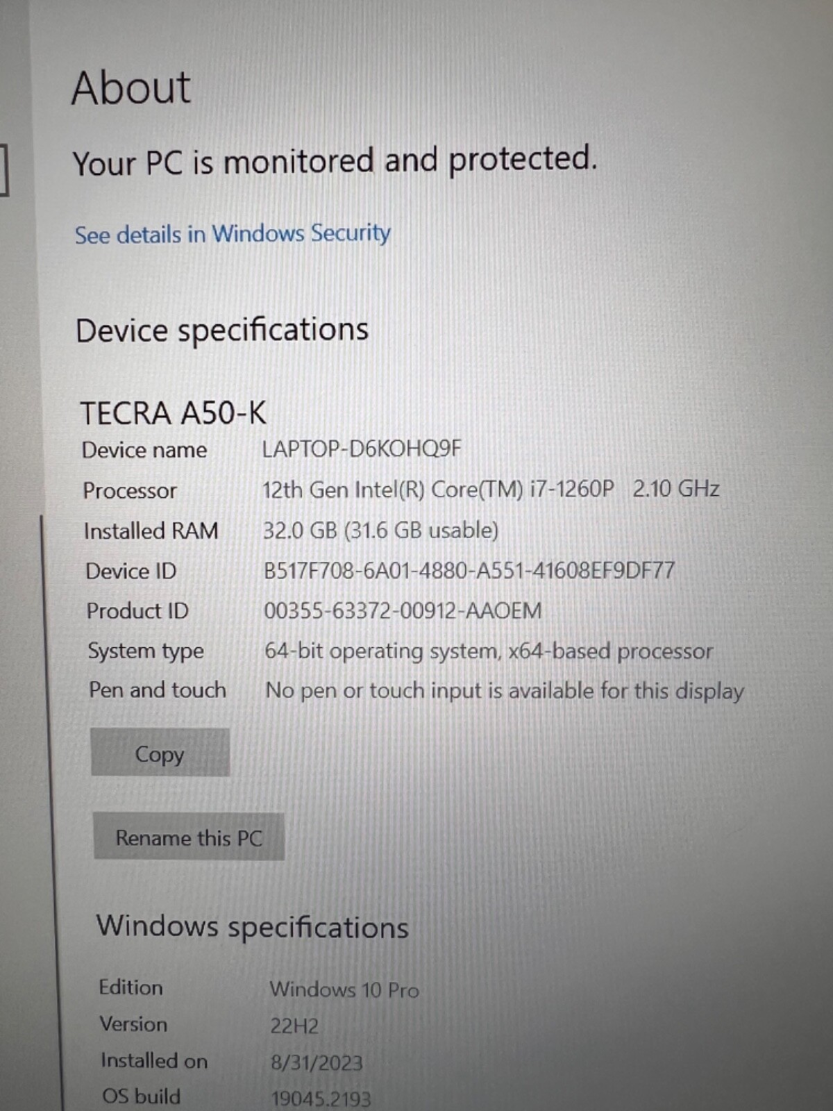 **BRAND NEW** Toshiba Dynabook Tecra A50-K 32GB Laptop Computer