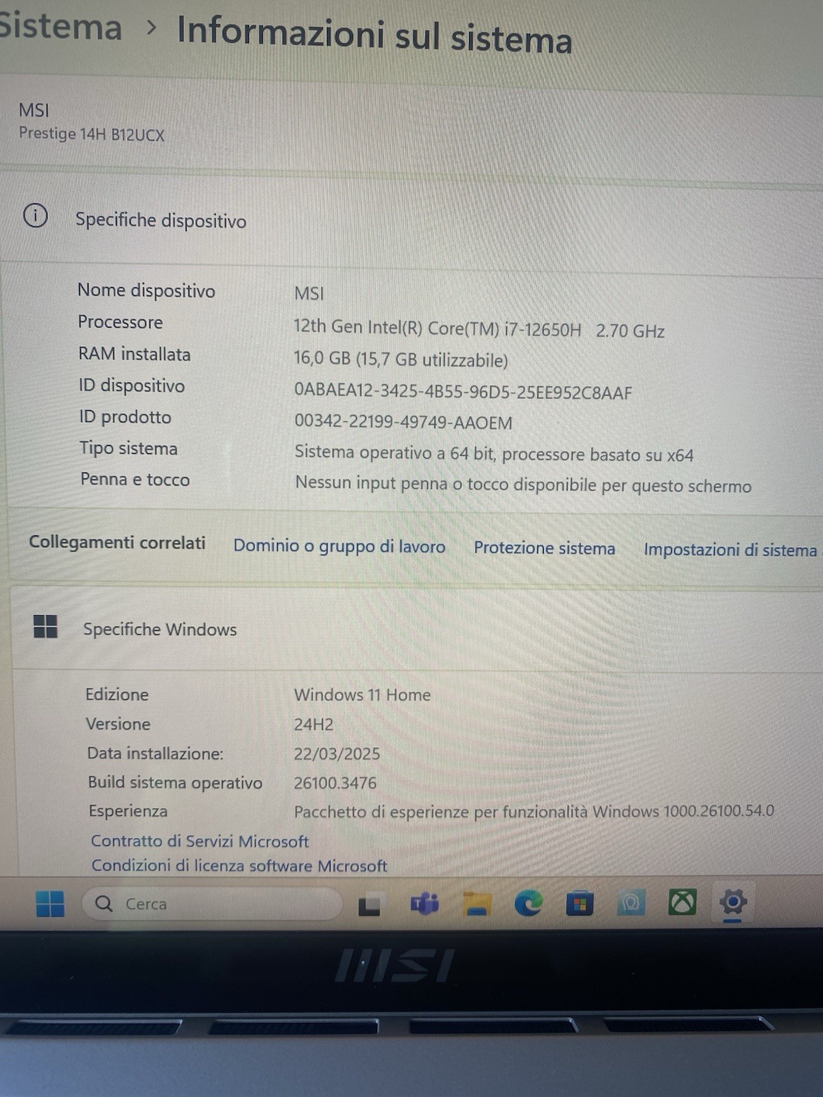MSI PRESTIGE 14H B12UCX 14″ INTEL i7-12650H 2.70GHz 16GB RAM 1TB SSD WIN 11!!