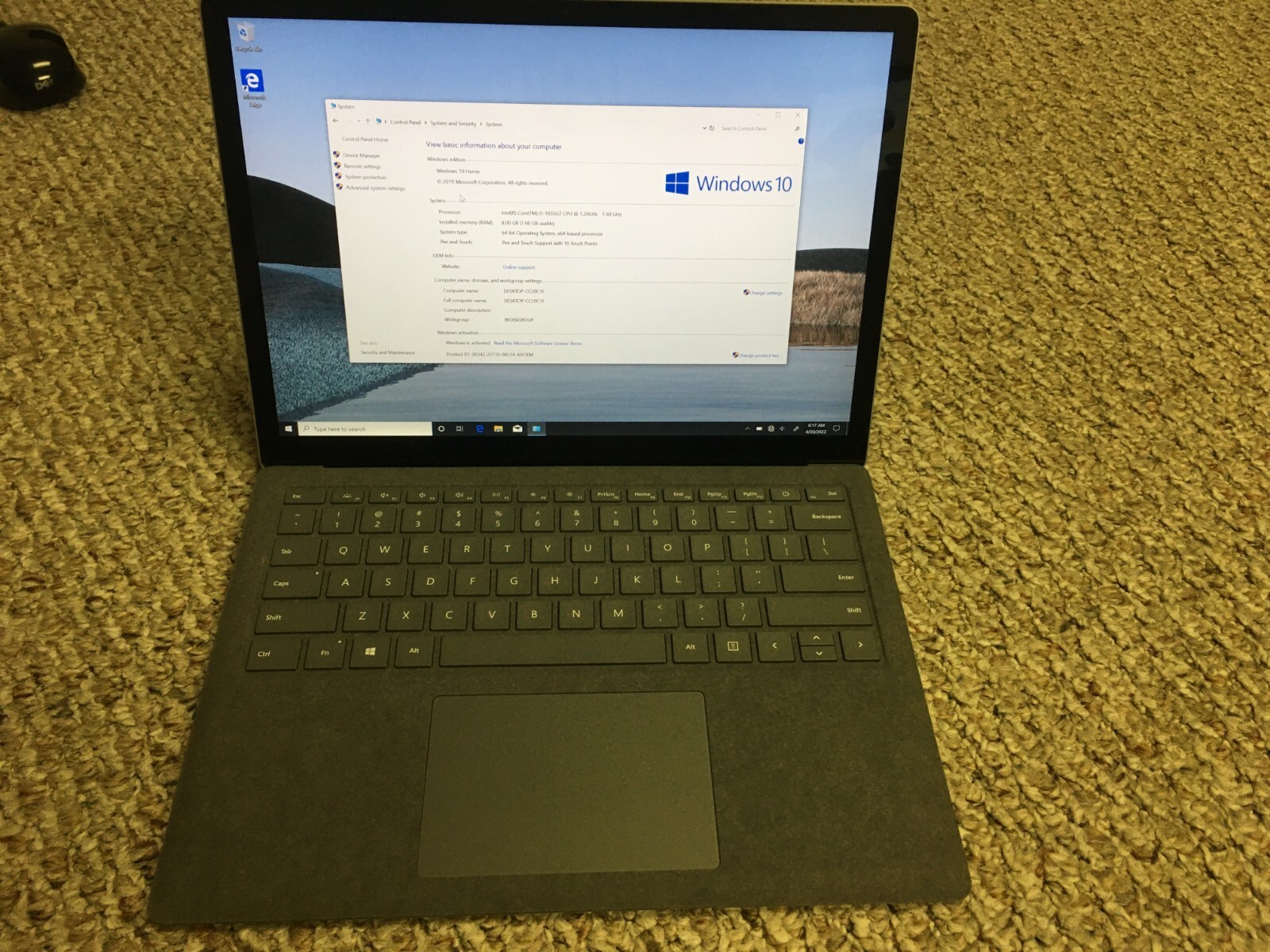 Microsoft Surface Laptop 3 13.5″ Touch Intel i5-1035G7 8GB RAM 128GB SSD
