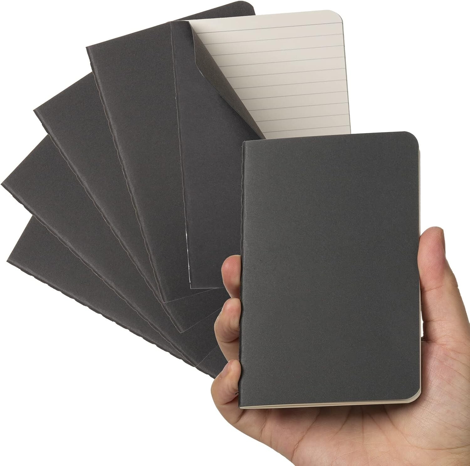 Durable Black Softcover Mini Notebooks – 6 Pack, 3.5” x 5.5” for All Uses