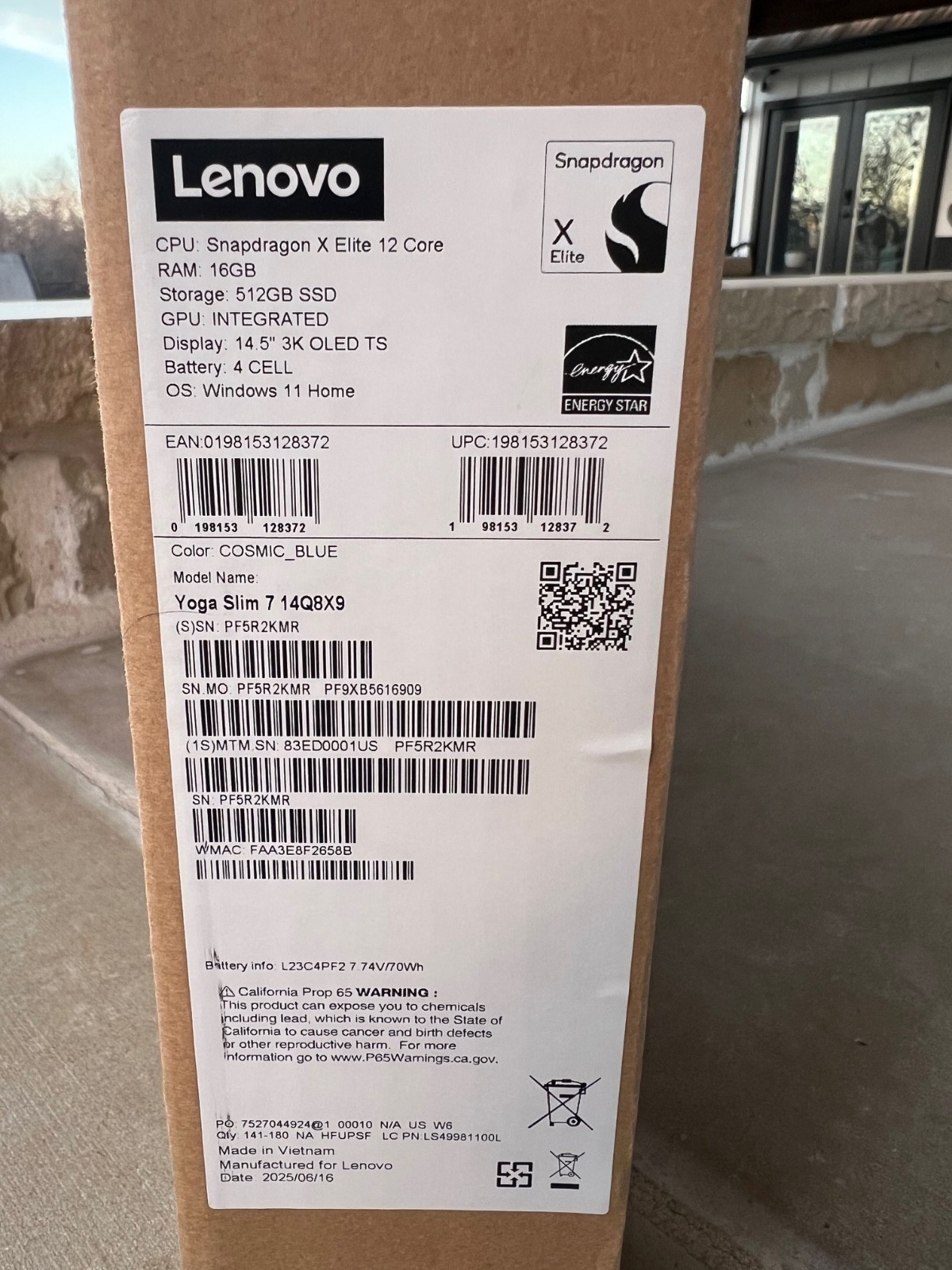 Lenovo Yoga Slim 7x 14.5″ Snapdragon X Elite X1E-78-100 16GB 512GB SSD W11H