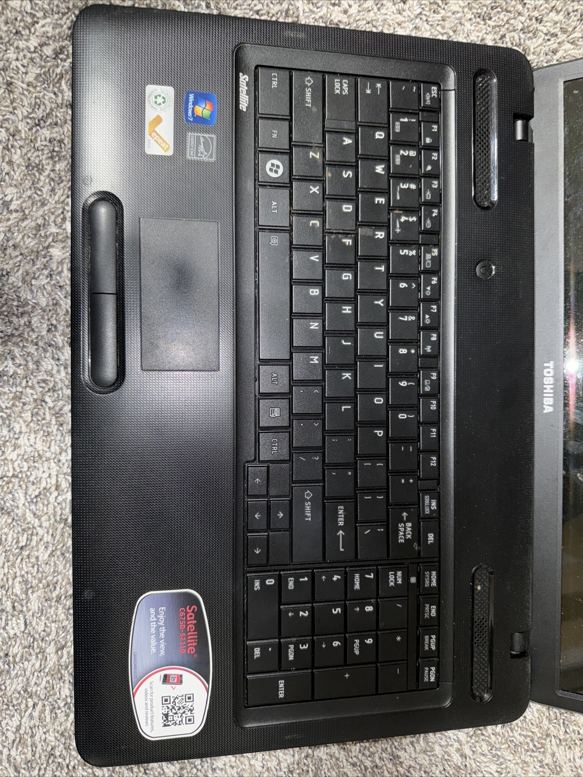 Toshiba c675d-s7310 For Parts Does Not Post
