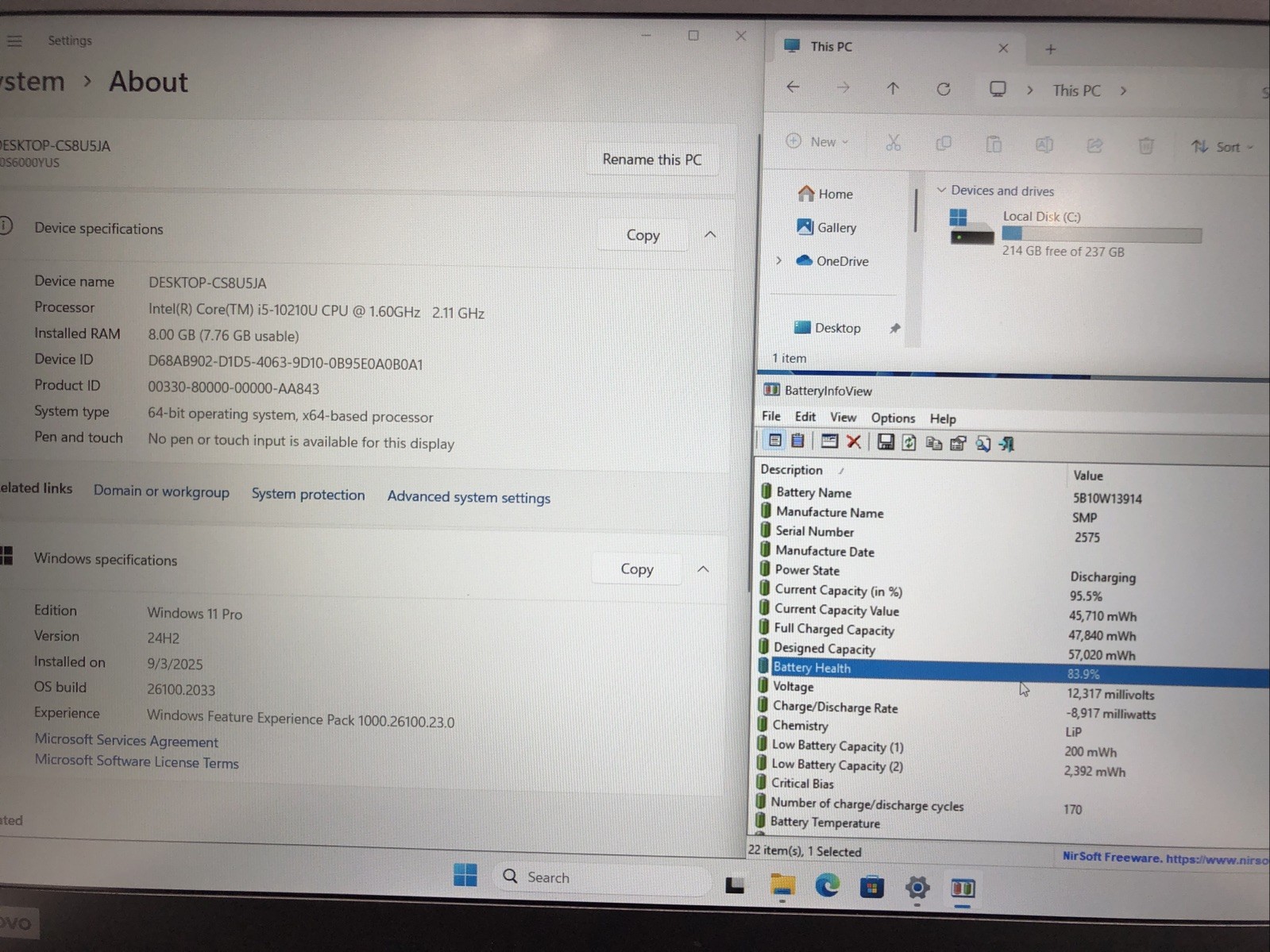 Lenovo ThinkPad T15, Intel Core i5-10210U @1.60Ghz, 8GB RAM, 256GB SSD, W11Pro