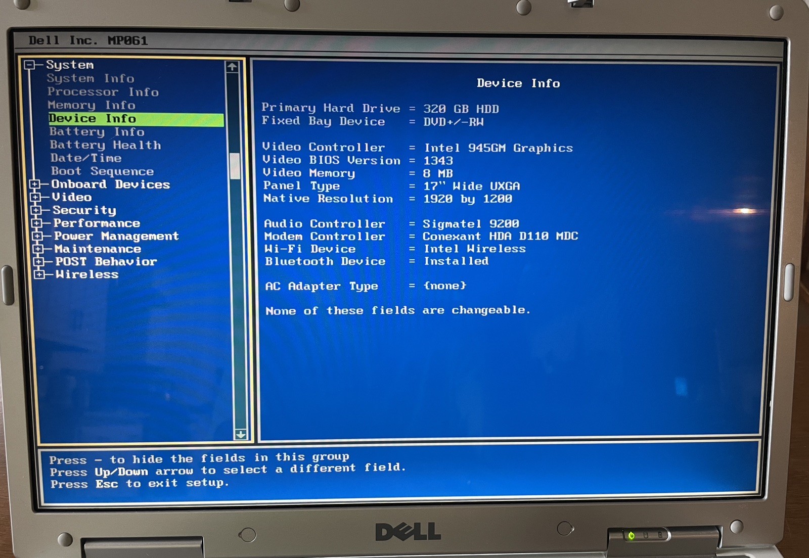 Dell Inspiron E1705 Retro Windows XP Computer w/batt, chrg. (SVC1)