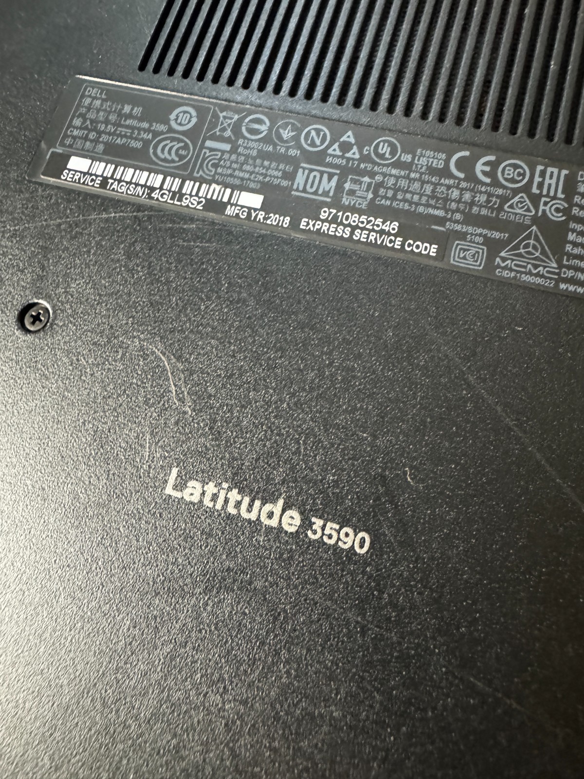 Dell Latitude 3590 Core I3 7th Gen Laptop For Parts/Repair #6139