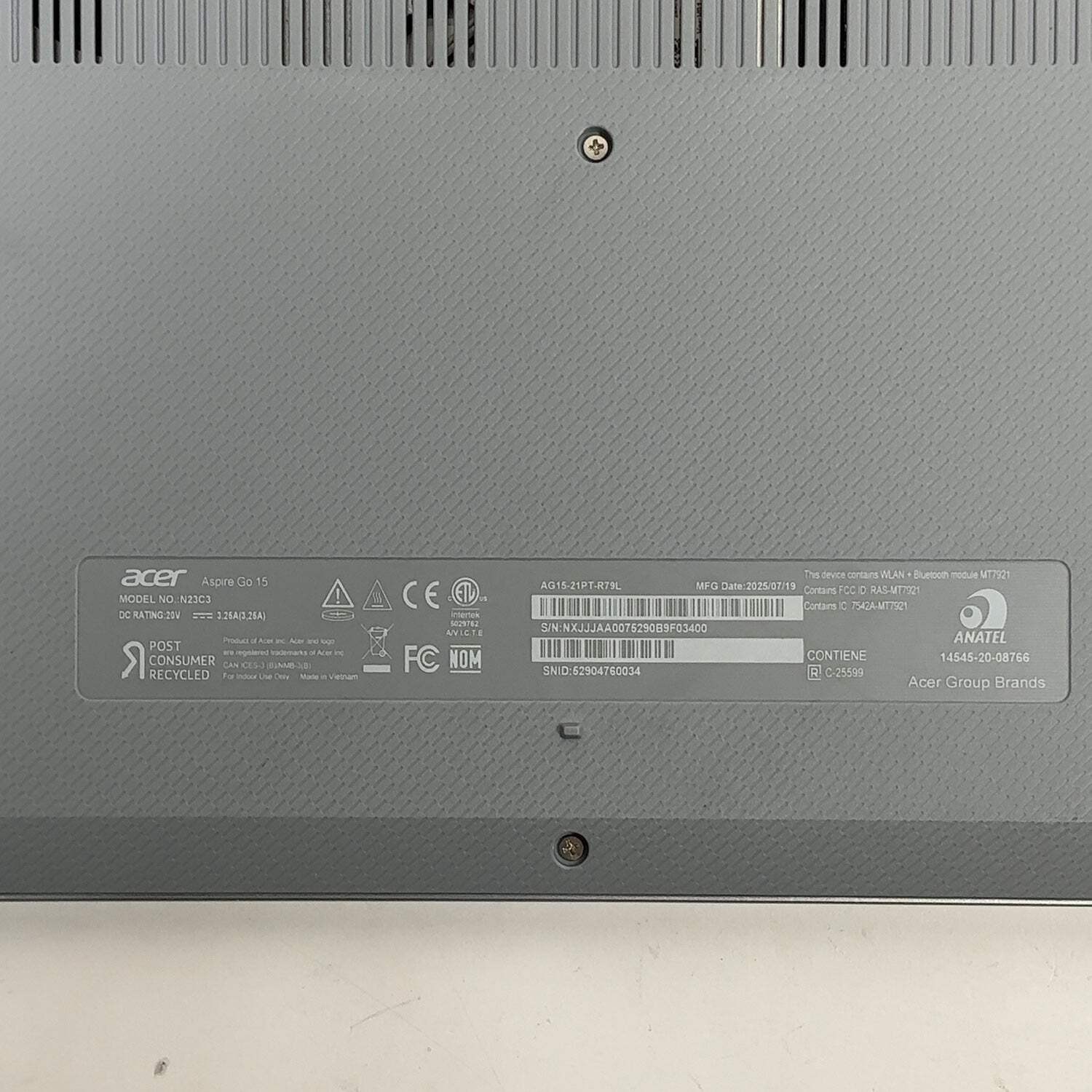 Acer Aspire Go 15 N23C3 15.6″ Ryzen 5 7520U 2.8GHz 8GB RAM 512GB SSD
