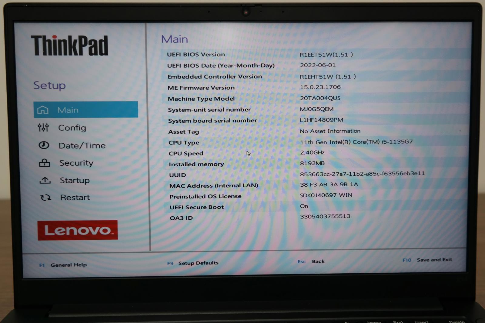Lenovo ThinkPad E14 Gen 2 i5-1135G7 2.40GHz 8GB RAM 512GB SSD 14-inch FHD NO OS!