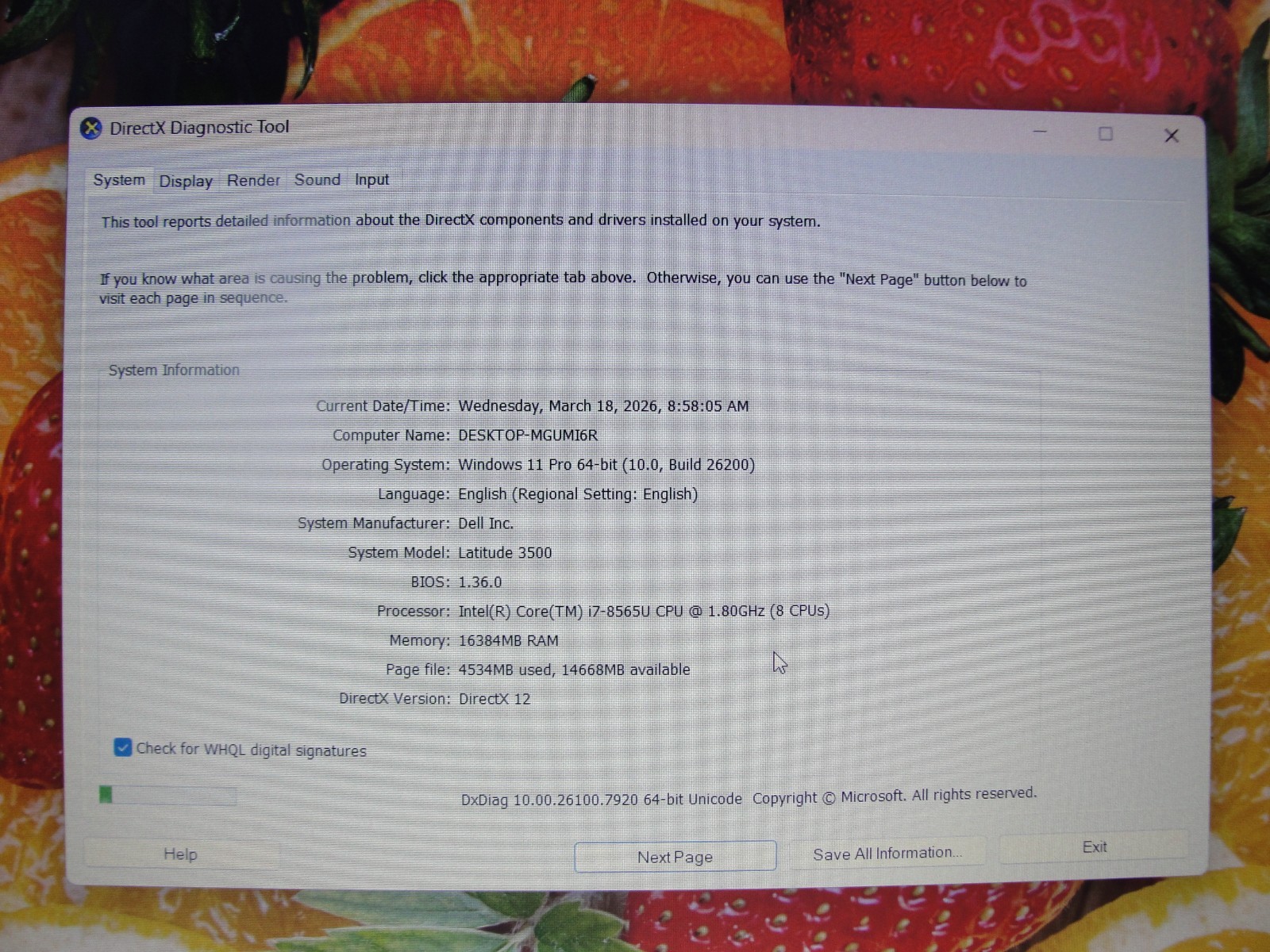 Dell Latitude 3500 15.6″FHD Intel Core i7-8565U 16GB RAM 256GB SSD NV MX130 +PA