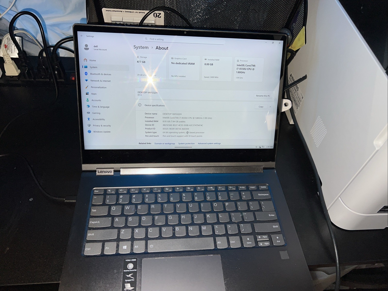 Lenovo Yoga C930-131KB 13.3 Intel Core I7 8th Gen 8GB RAM 512 SSD Windows 11