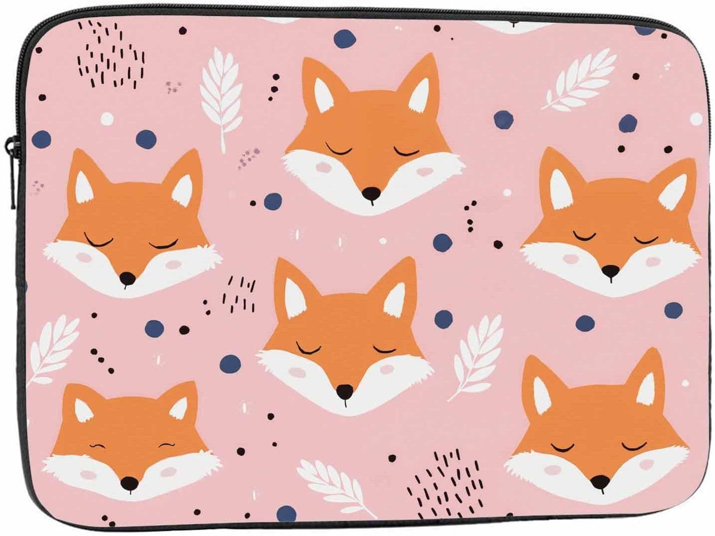 Cute Fox Orange Fox Woodland Animal Pink Laptop Sleeve Bag 15.4 15.6 Inch