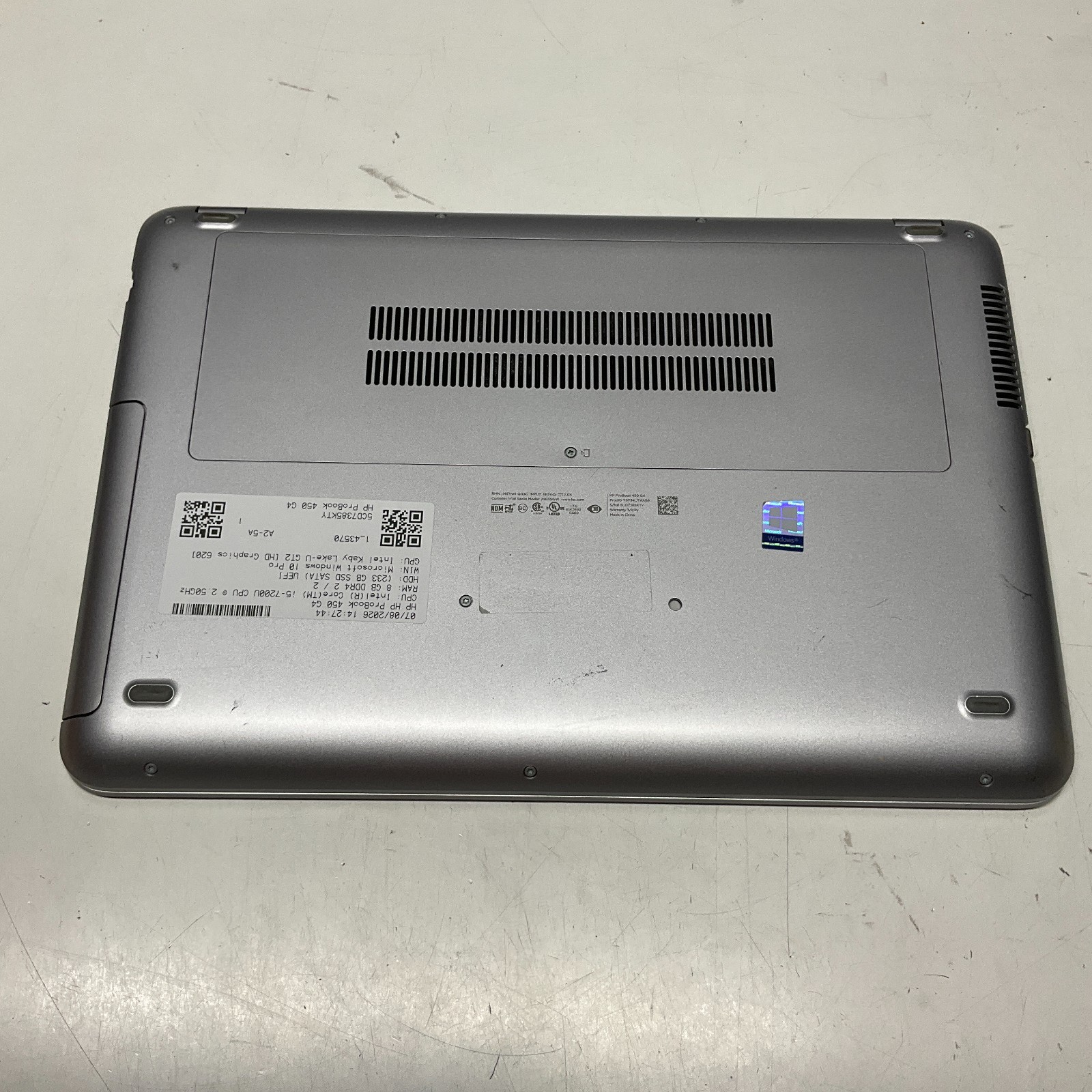 HP ProBook 450 G4 15.6″ i5-7200U 2.50 GHz 8GB 256GB SSD Windows 10 Pro Laptop