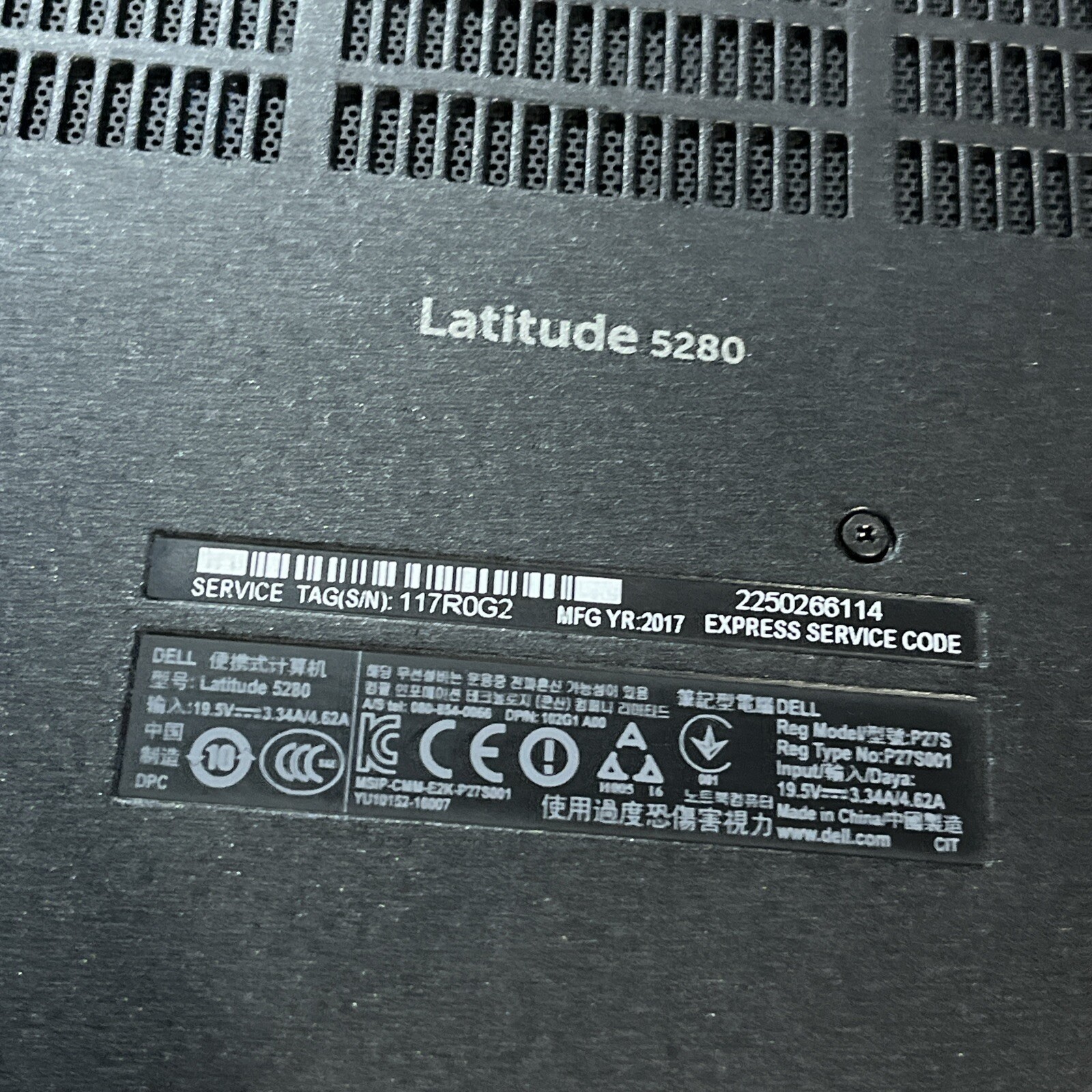 DELL LATITUDE 5280 INTEL CORE I3-7100U 2.40GHZ 8GB RAM NO HD ;