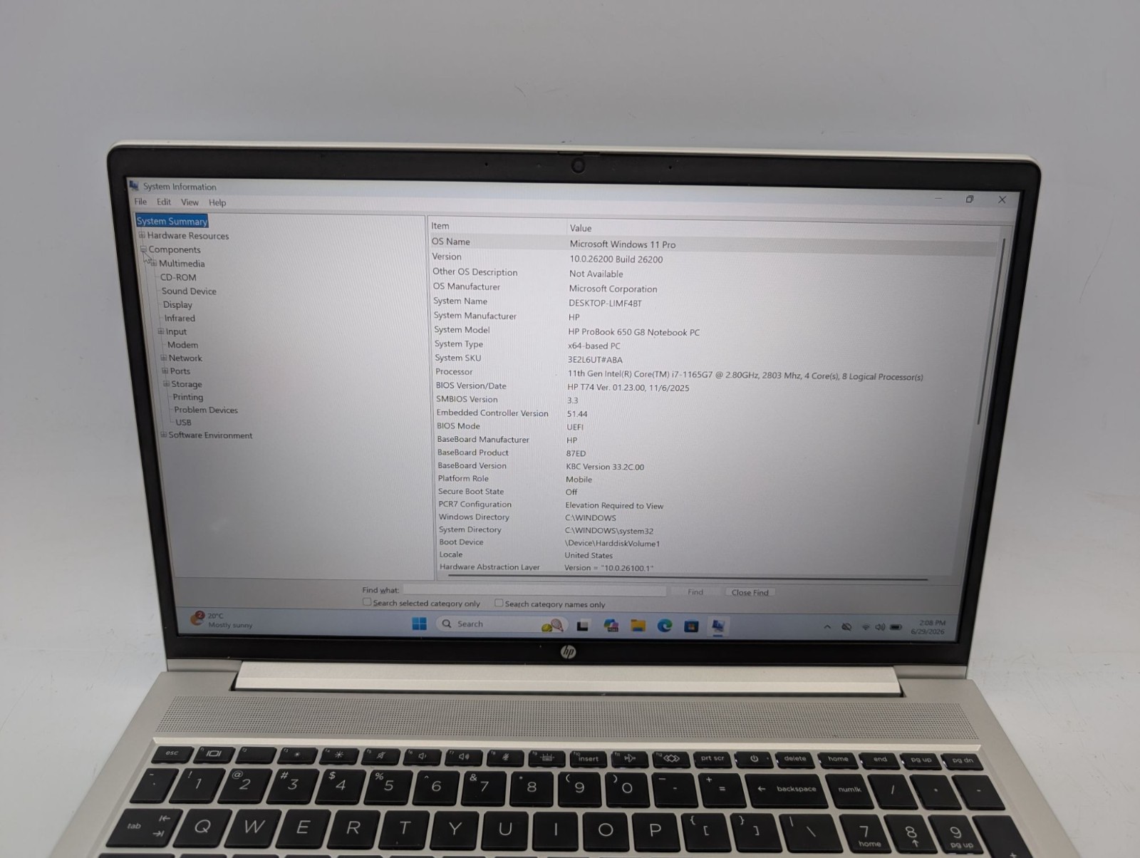 HP ProBook 650 G8 15.6″ Laptop i7-1165G7 16GB RAM 512GB SSD Win11 Pro Parts