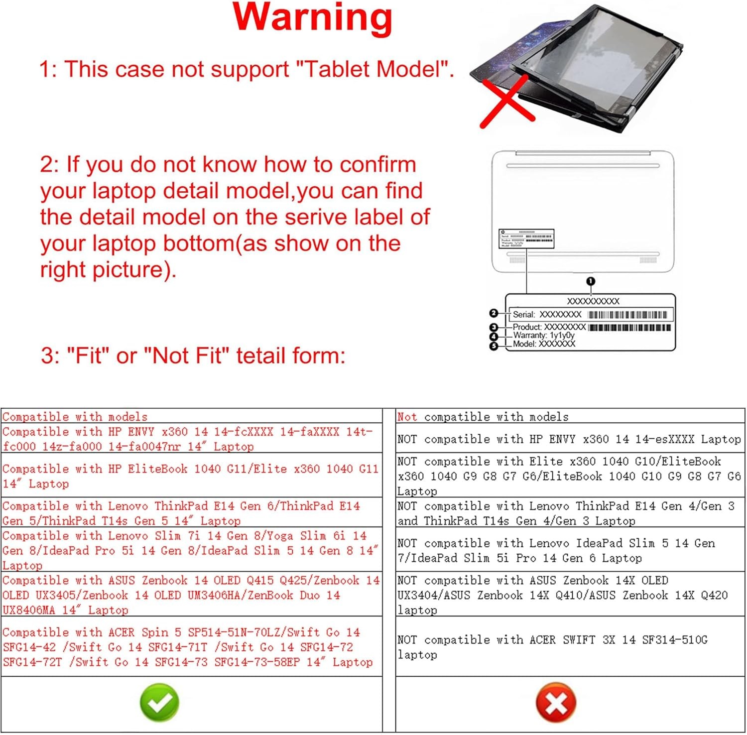 Protective Case for HP Envy x360 14 14-fcXXXX 14-faXXXX/EliteBook 1040 G11 & Zen