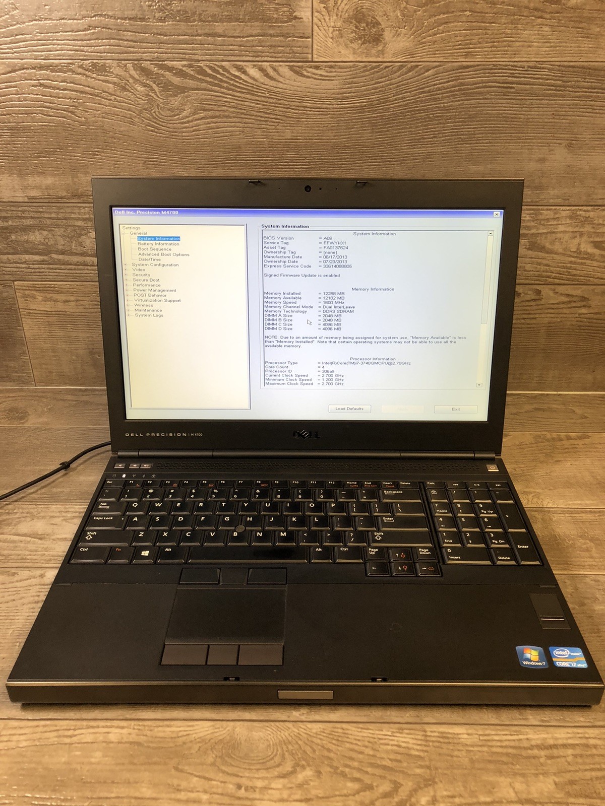 Dell Precision M4700 15.6″ Intel Core i7- 3720QM 2.60GHz 12GB DDR3 UNLOCKED