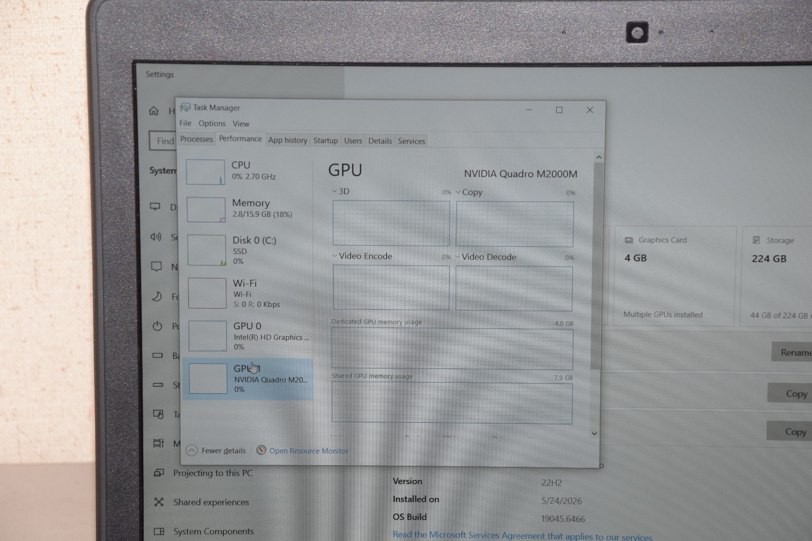 Dell Precision 7510 15.6″ Laptop i7-6820HQ 16GB 240GB NVIDIA Quadro M2000M 4GB