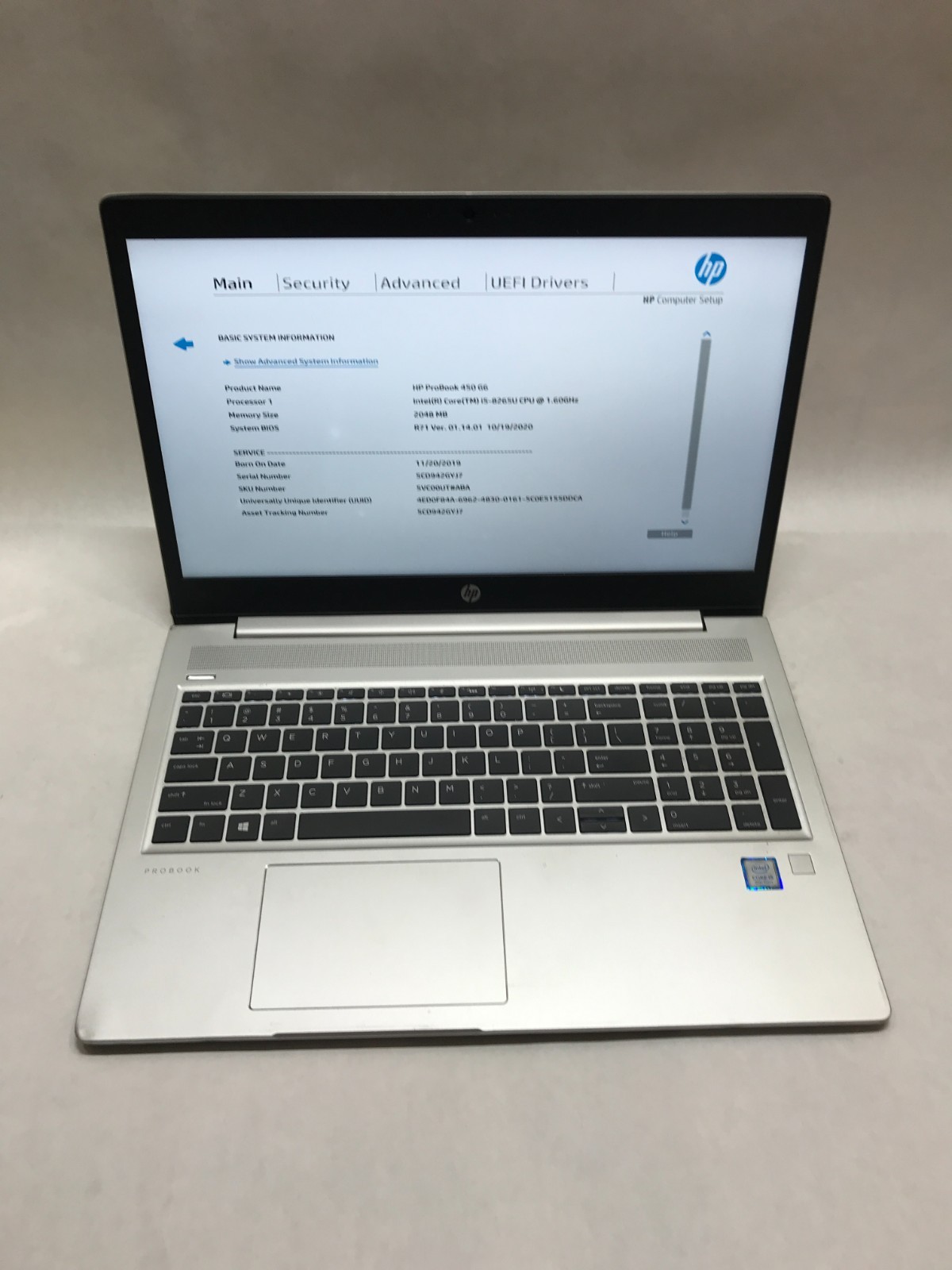 HP EliteBook 450 G6 15″ Intel i5 NO RAM NO SSD/OS Boots To BIOS READ DESC – DW