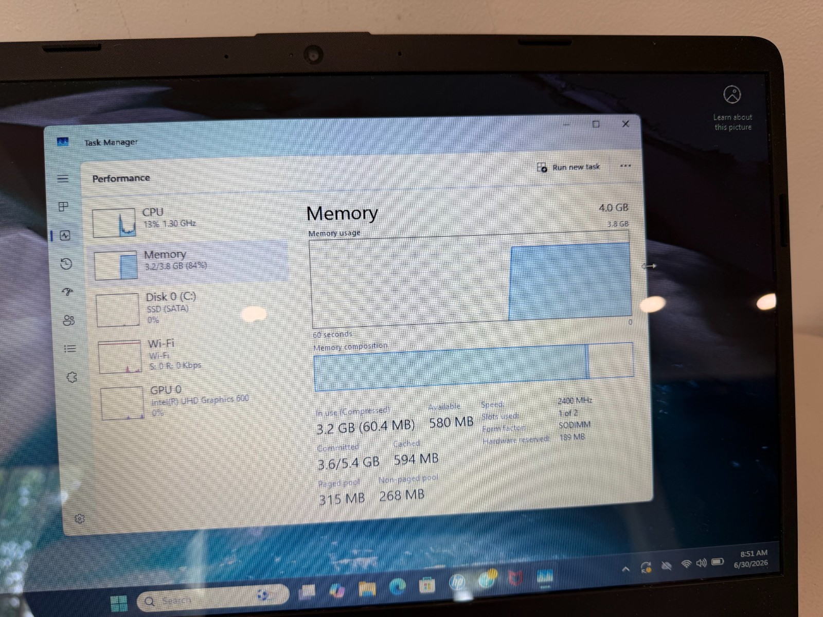 HP 15-dw1000 15.6″ Laptop Celeron N4020 4GB RAM 128GB SSD Windows 11