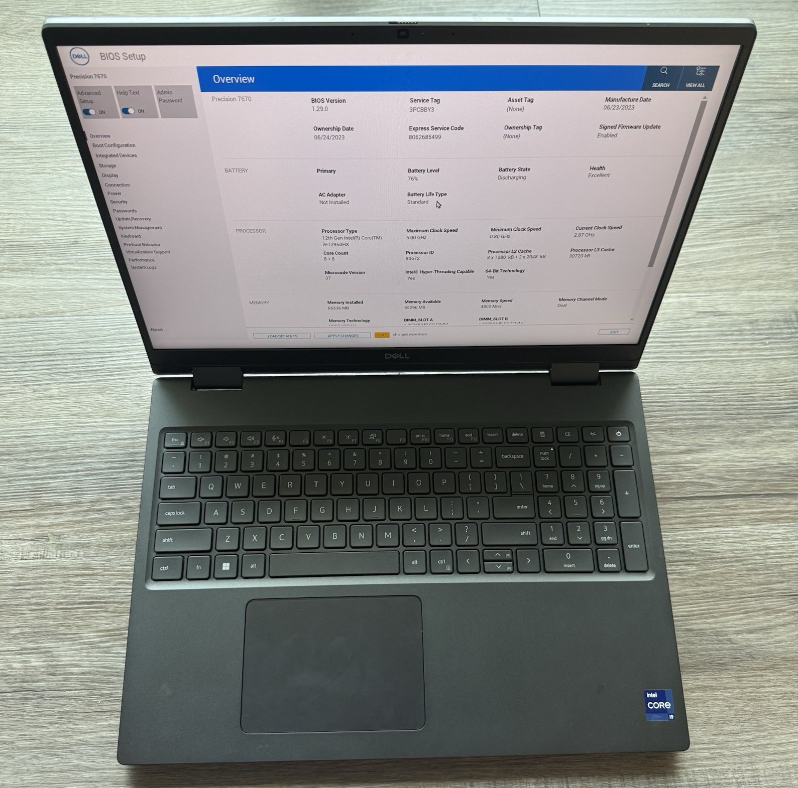 Dell Precision 7670 16″ i9-12950HX 64GB RAM RTX A1000 1TB NVMe